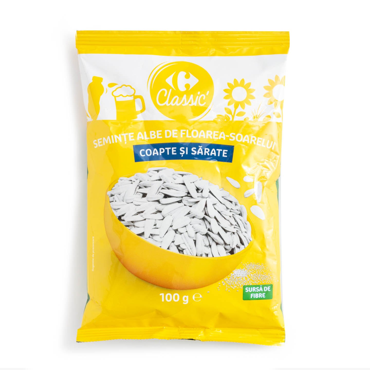 Semințe albe de floarea soarelui, coapte și sărate Carrefour Classic 100g