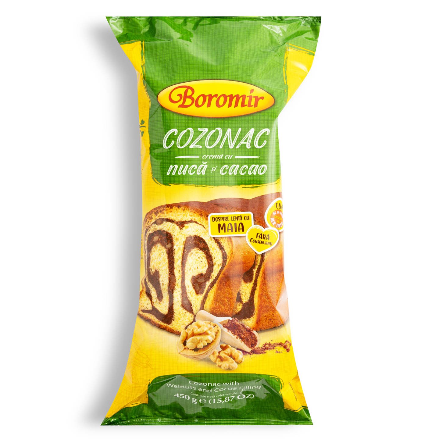 Cozonac cu cremă de nucă și cacao Boromir 450g