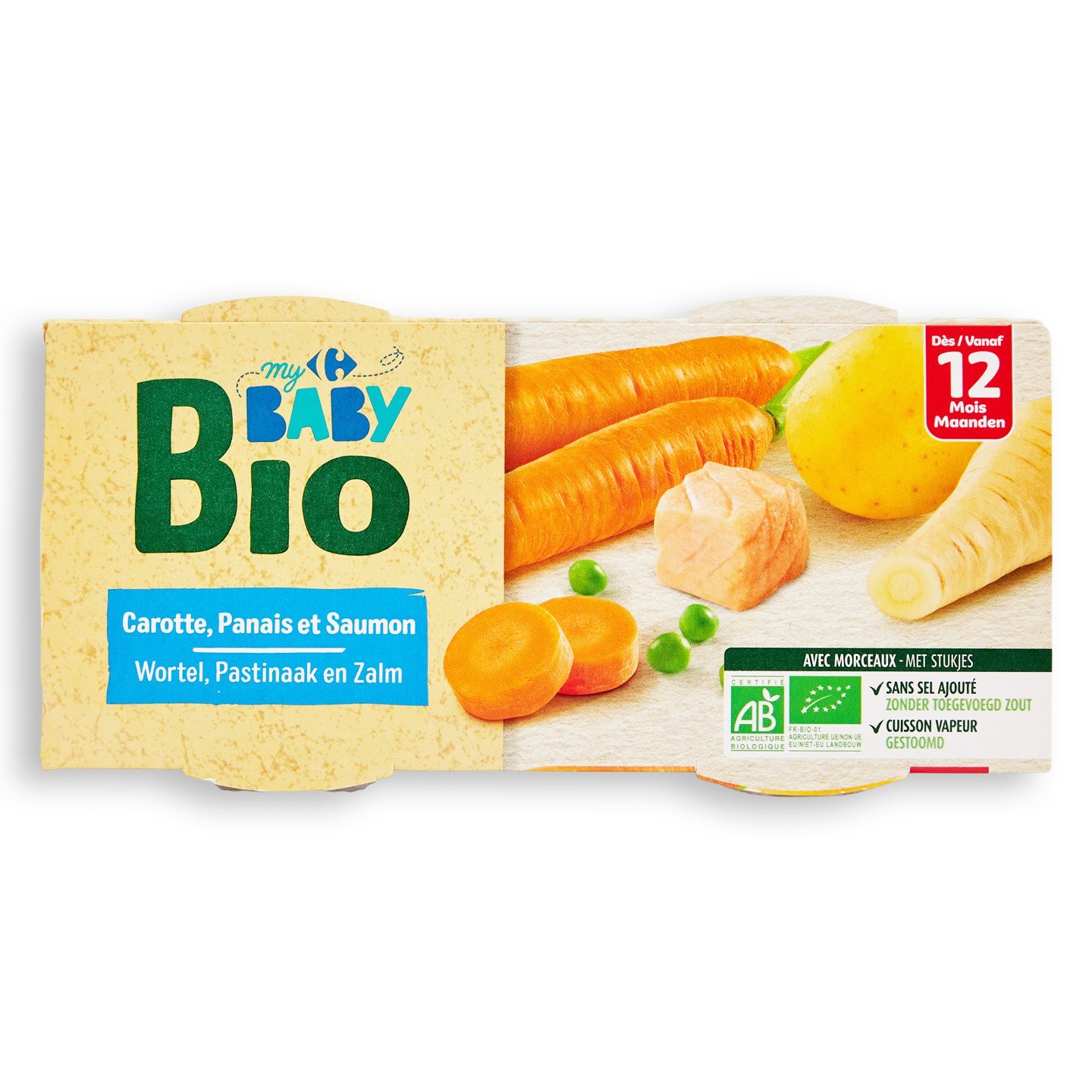 Mâncare de legume cu somon Carrefour Bio 2x200g
