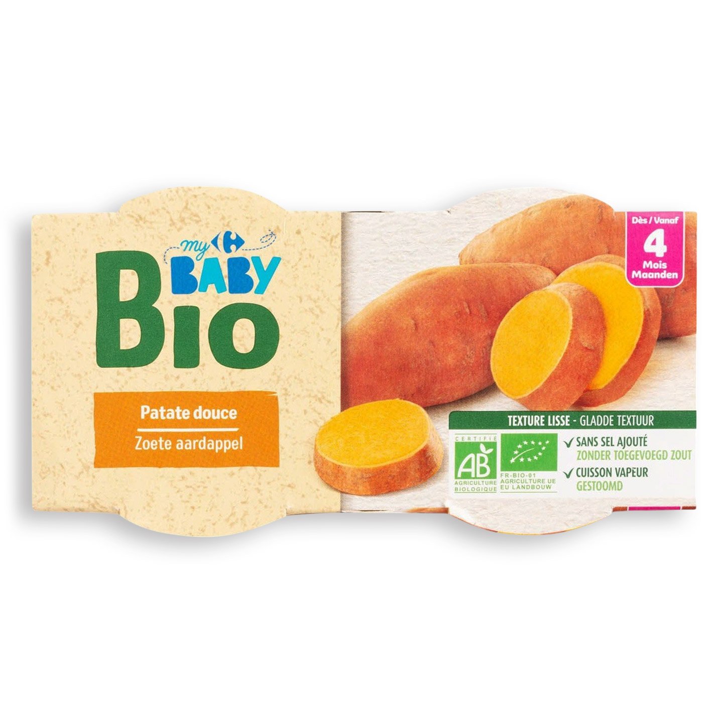 Piure de cartofi dulci Carrefour My Baby Bio 2x120g