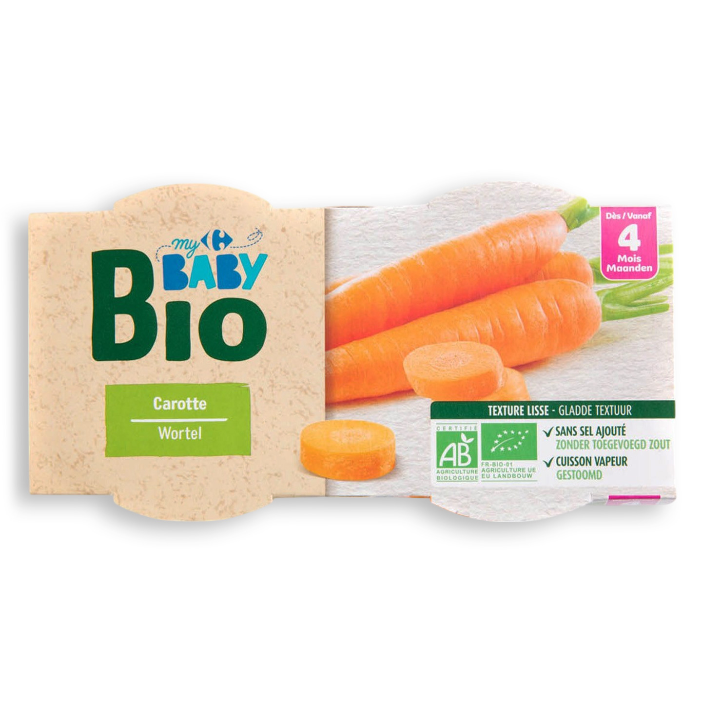 Piure de morcovi Carrefour My Baby Bio 2x120g