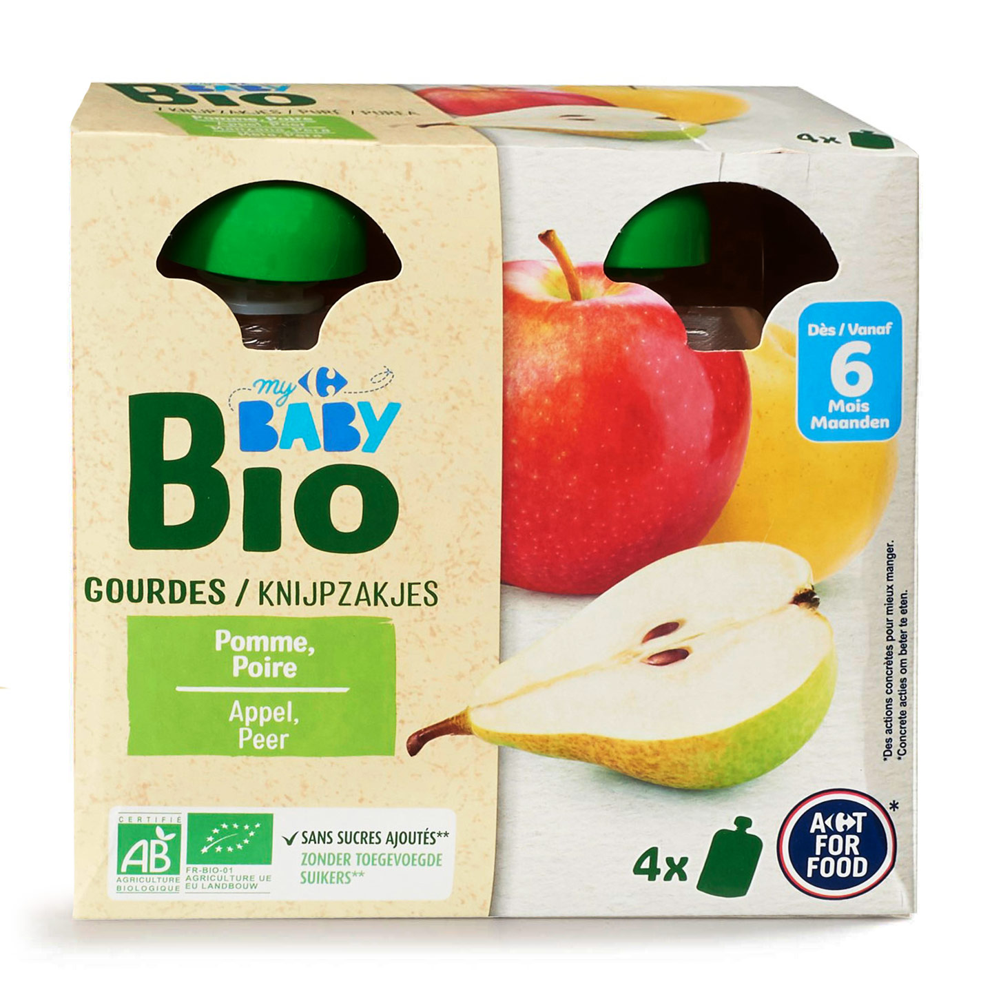 Piure cu mere Carrefour My Baby Bio 4x90g