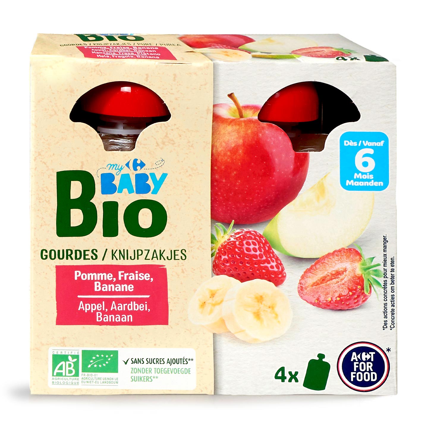 Piure cu banane Carrefour My Baby Bio 4x90g