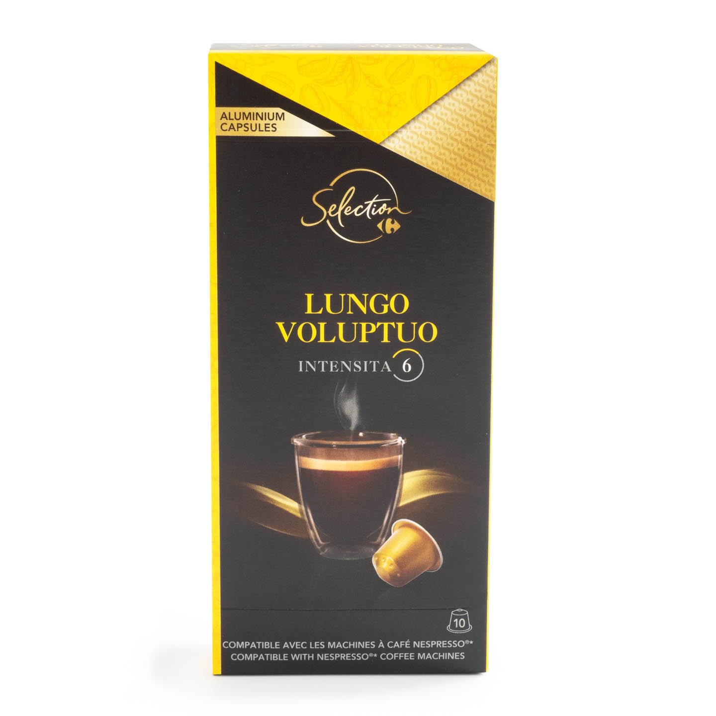 Cafea capsule Lungo Voluptuo Carrefour Sensation 10 bucăți