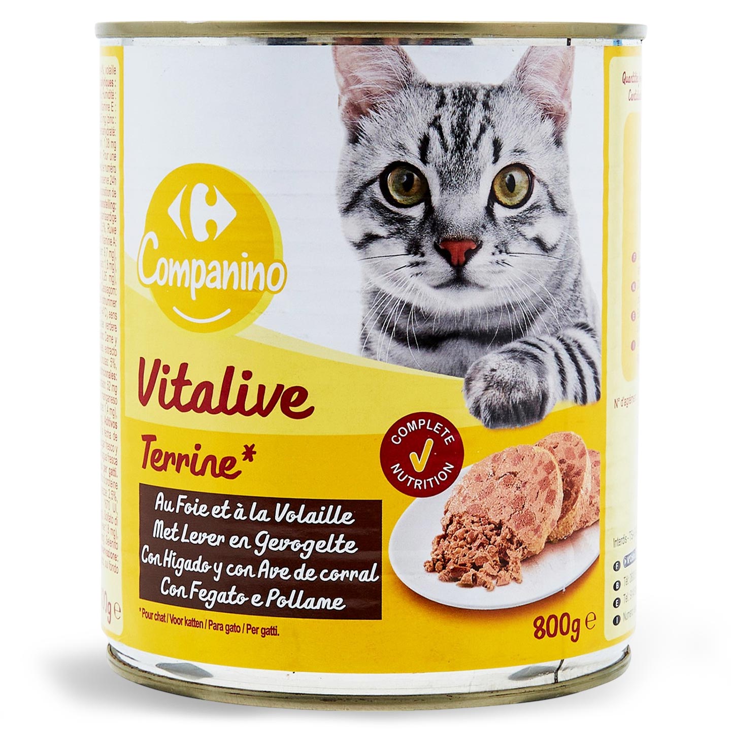 Pate cu gust de pasăre pentru pisici Carrefour Companino 800g