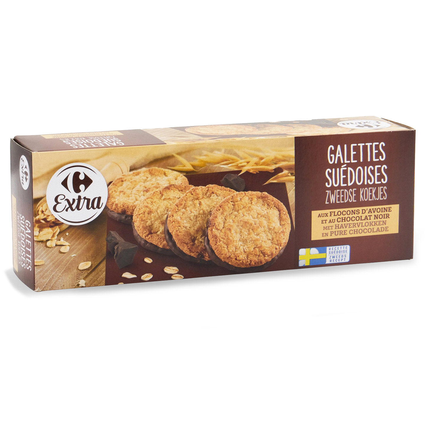 Biscuiți cu ovăz și ciocolată neagră Carrefour 150g