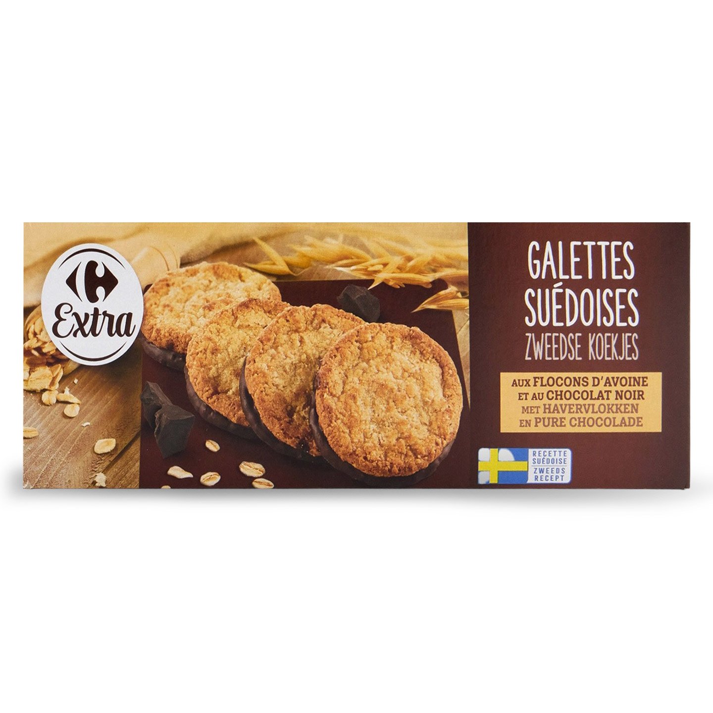 Biscuiti cu ovaz si ciocolata neagra Carrefour 150g
