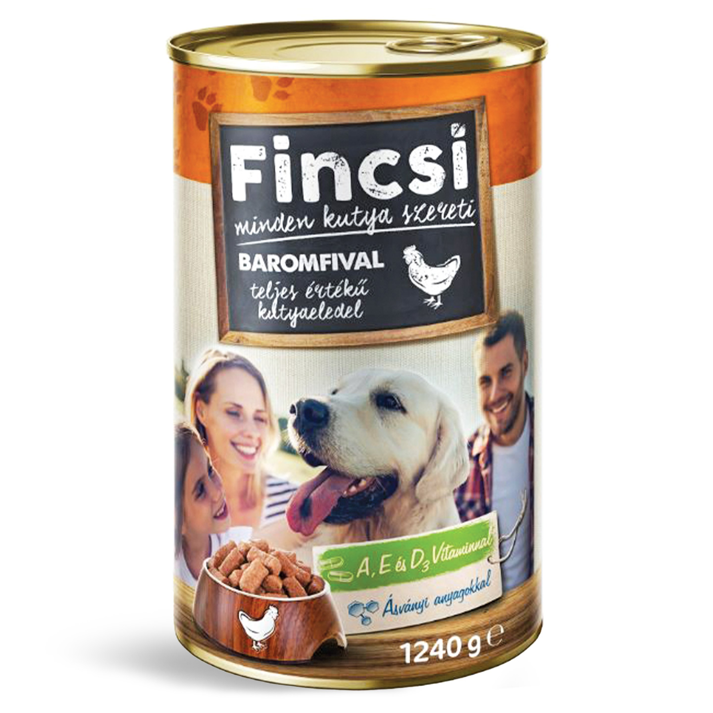 Hrană umedă pentru câini vită / pui / vânat Fincsi 1240 g