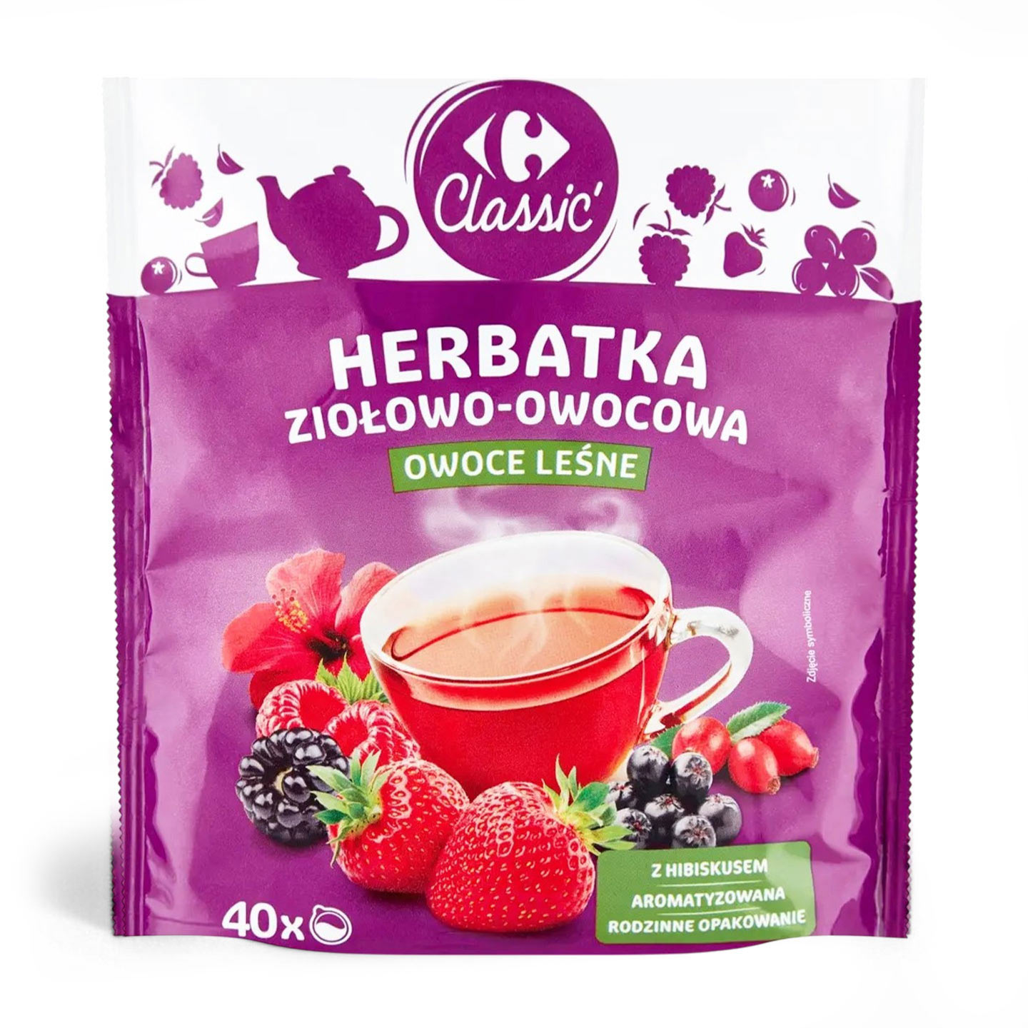 Ceai cu fructe de pădure și plante Carrefour Classic, 40 plicuri