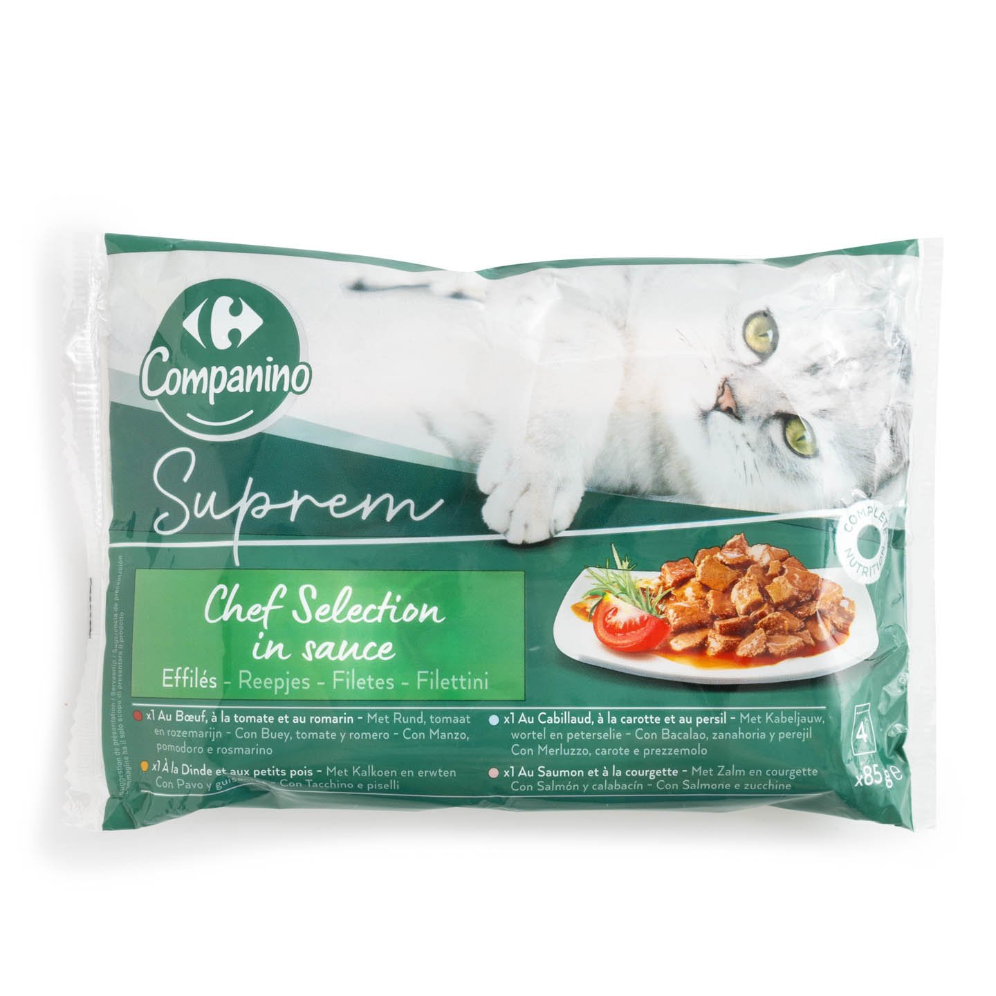 Hrana umeda pentru pisici Chef Selection Carrefour 4X85g