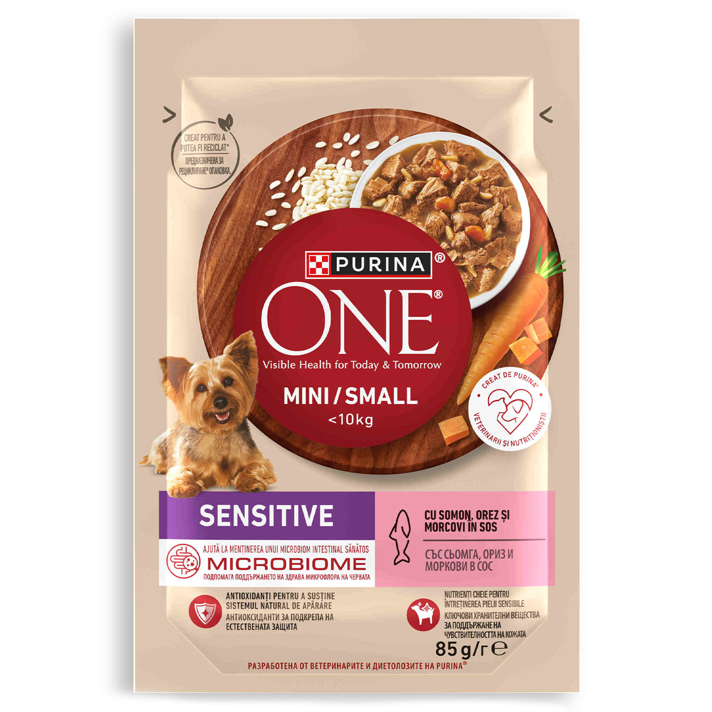 Hrană umedă cu somon pentru câini Purina One Mini 85g