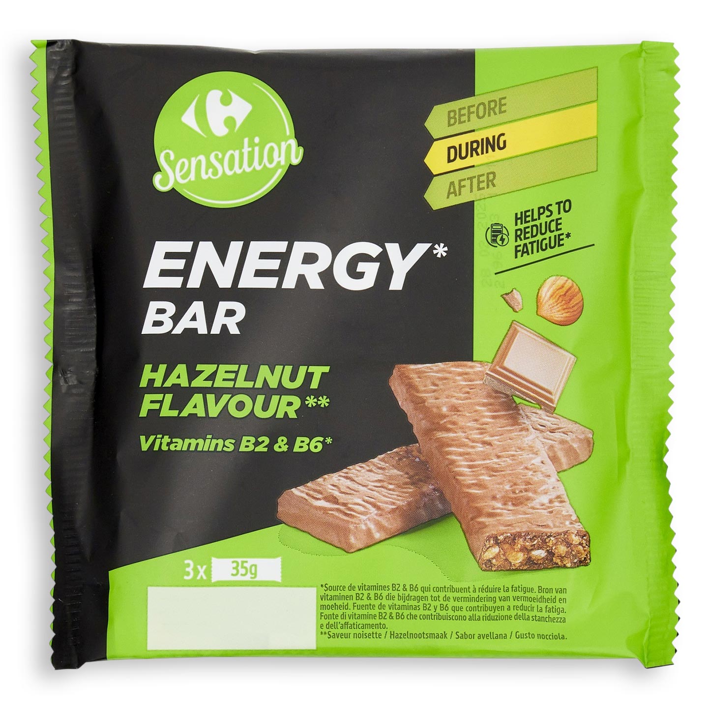 Baton cu ciocolată și alune 3x 35g Carrefour