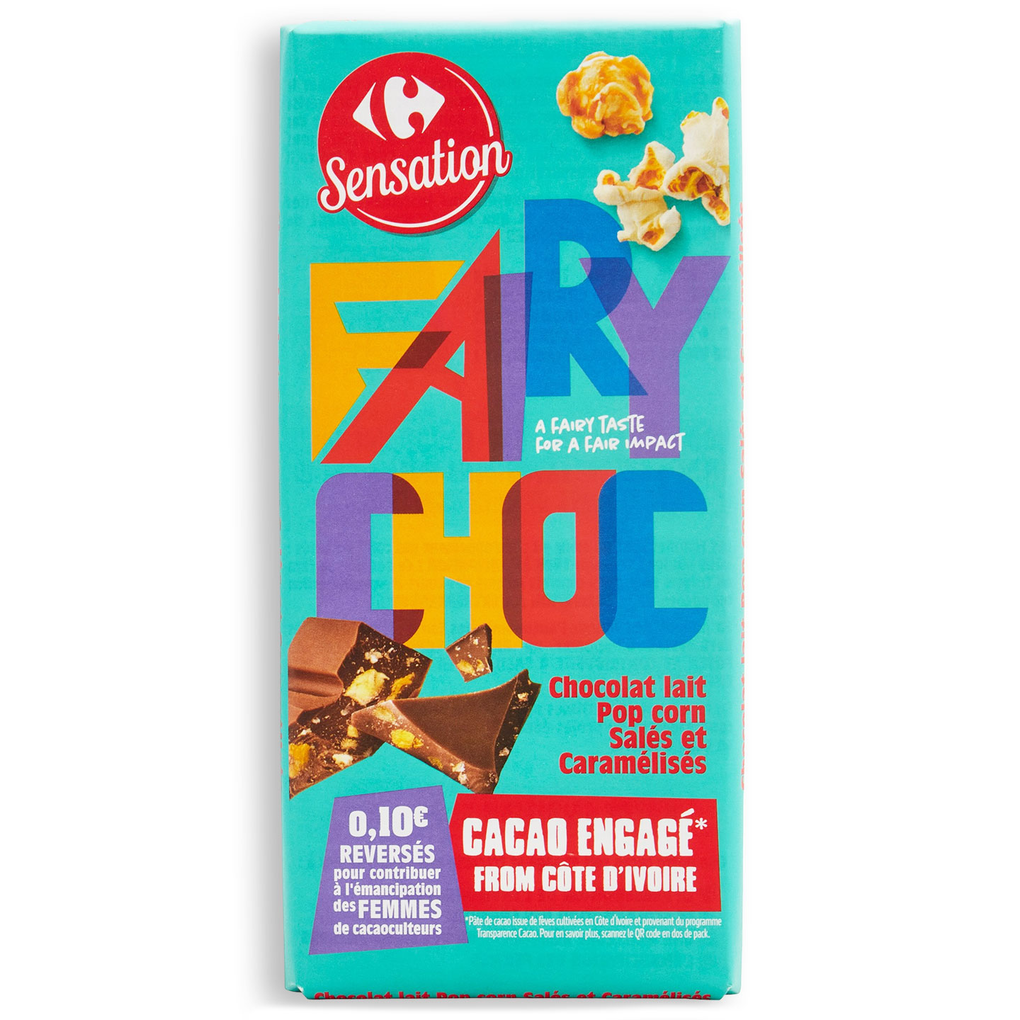 Ciocolată cu lapte și popcorn Carrefour Sensation 180g