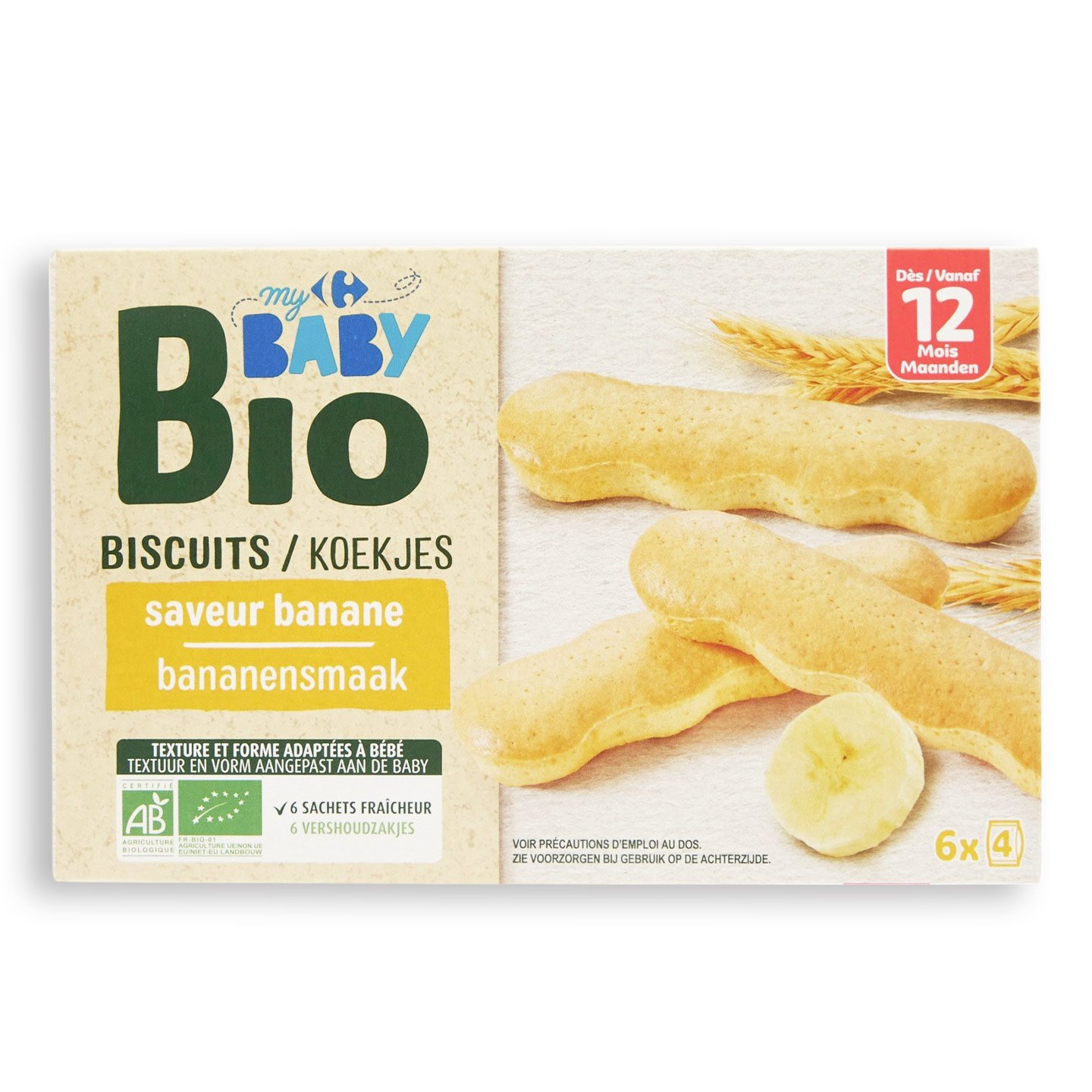 Biscuiti fondanți cu banane Carrefour My Baby Bio 120g