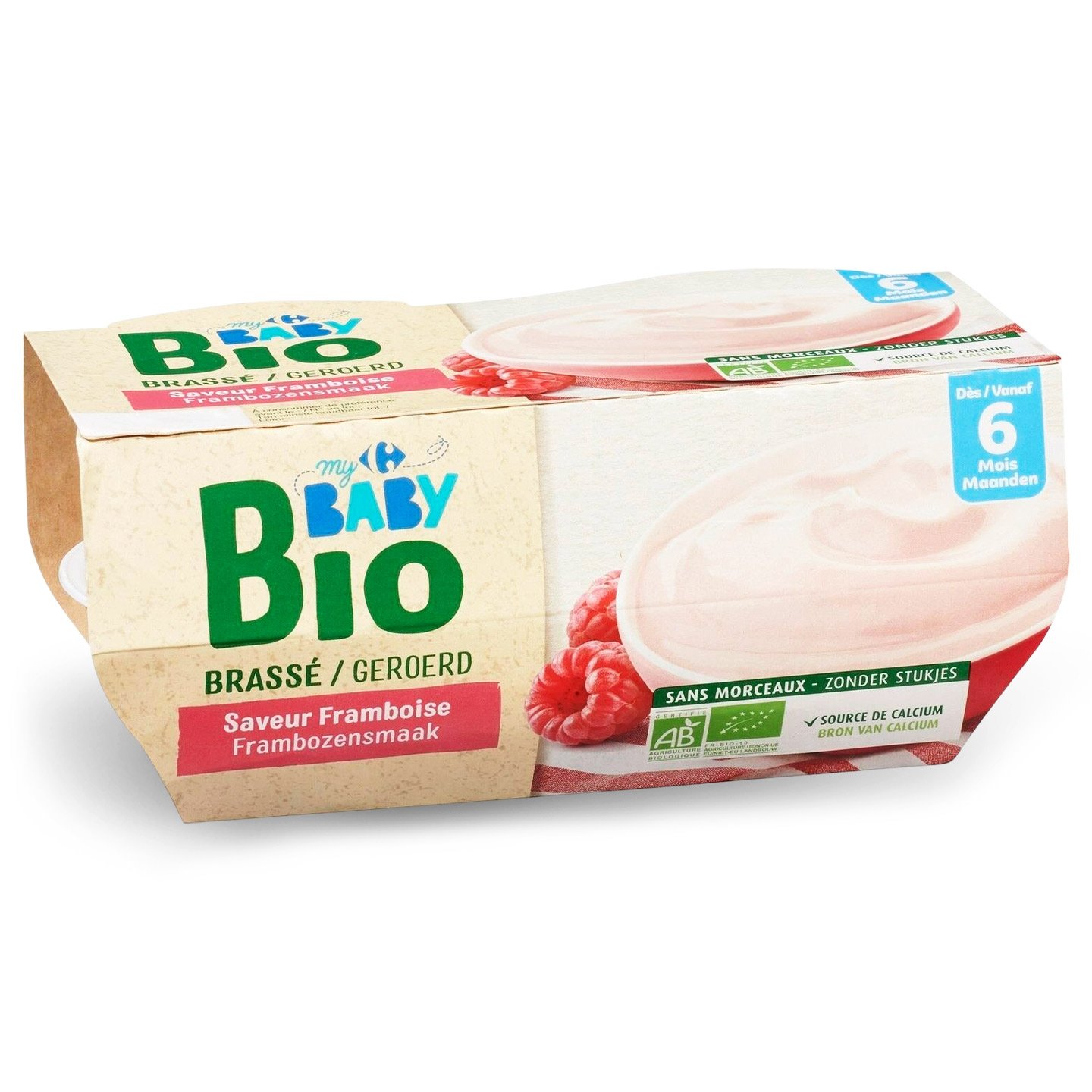 Desert cu lapte și zmeură Carrefour My Baby Bio 4x100g