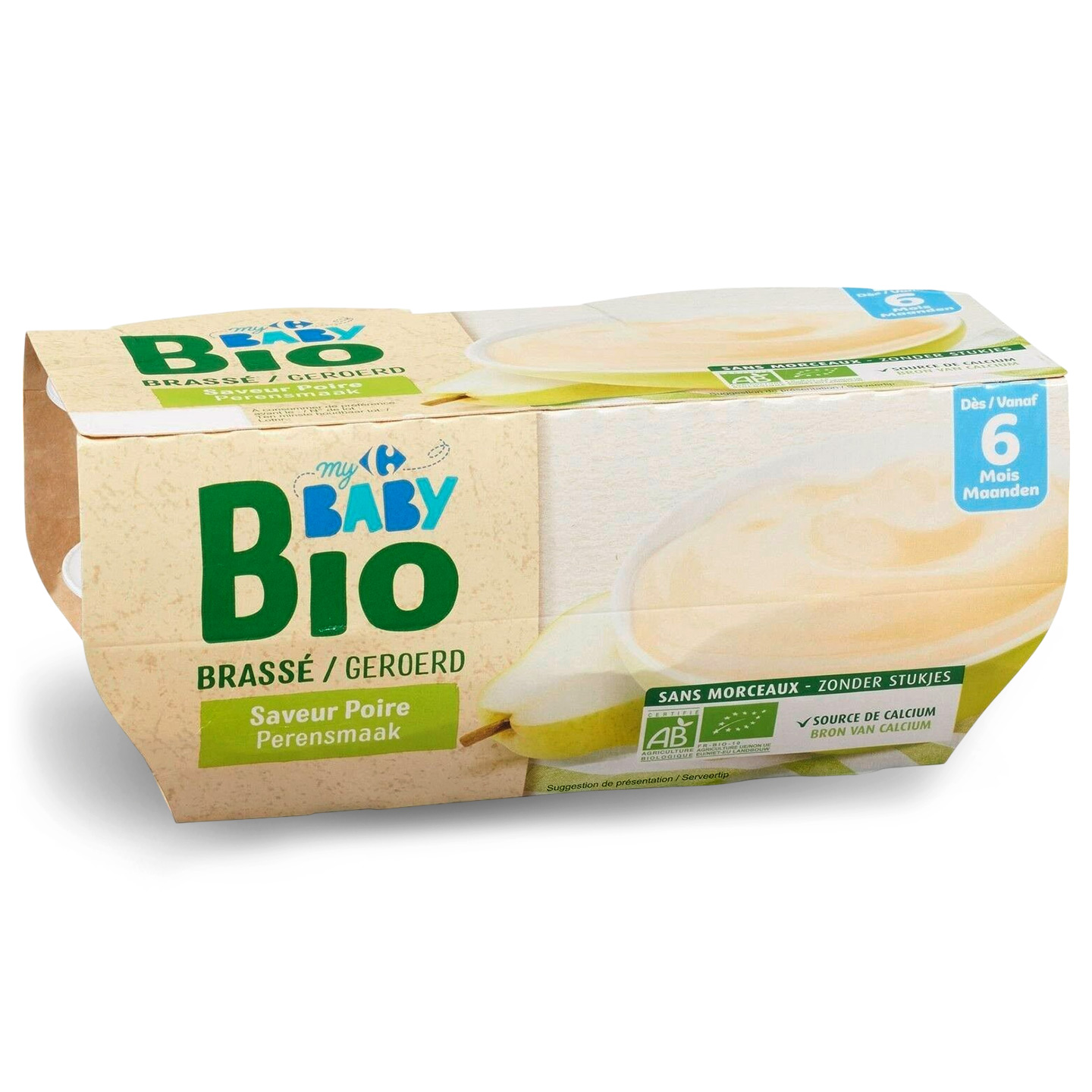 Desert cu lapte și pere Carrefour My Baby Bio 4x100g