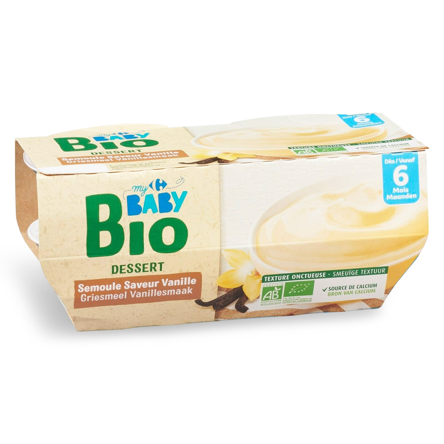 Desert cu lapte și vanilie Carrefour My Baby Bio 4x100g