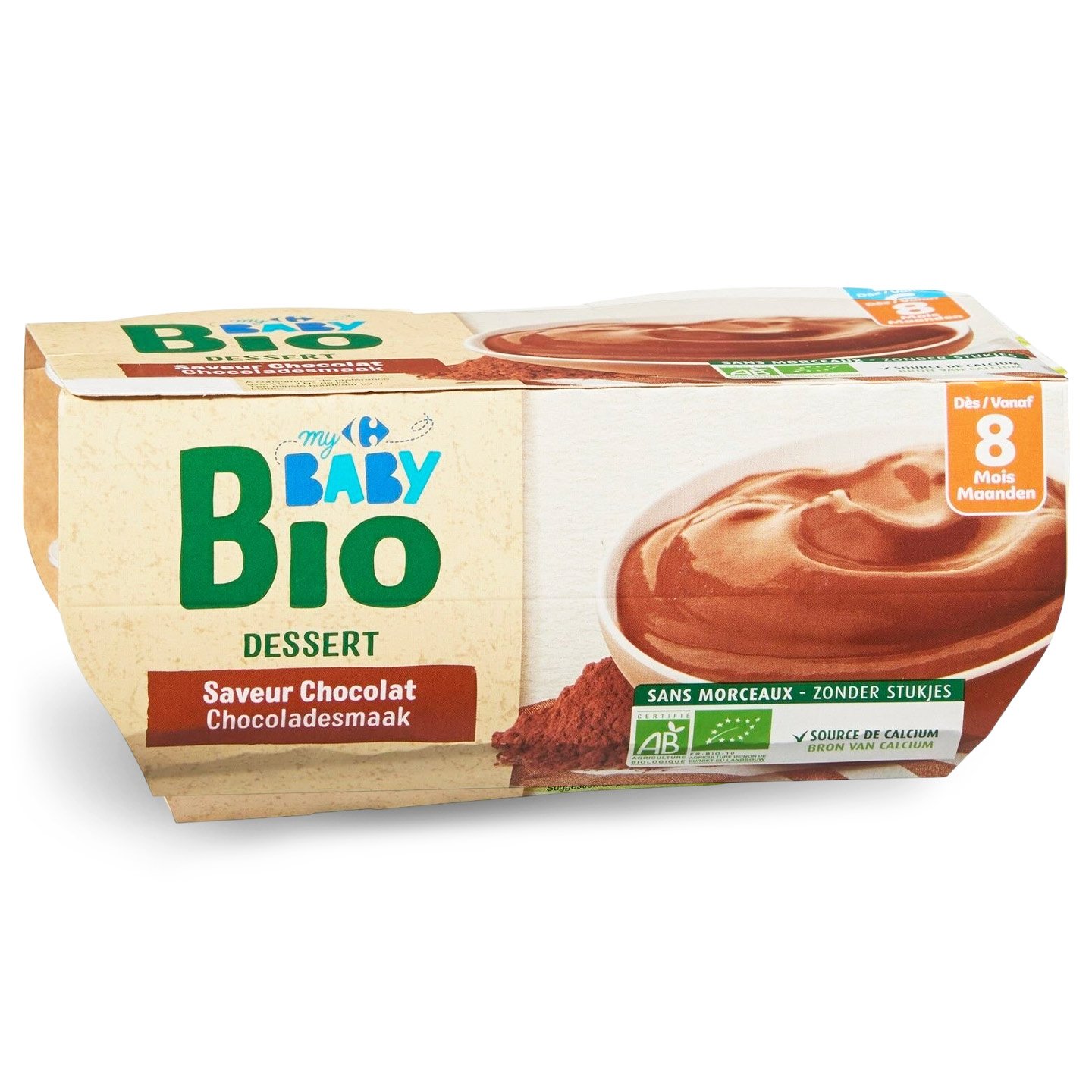 Desert cu lapte și ciocolată Carrefour My Baby Bio 4x100g