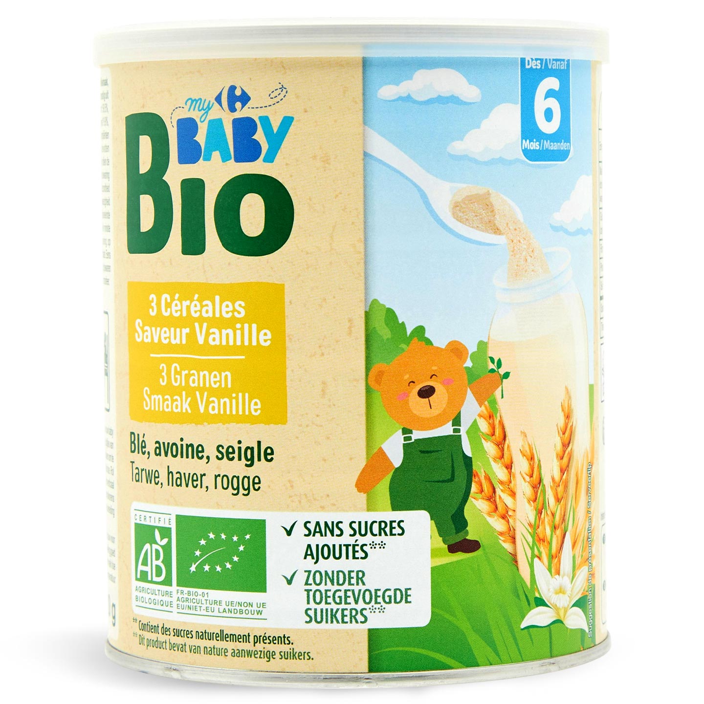 Cereale cu aromă de vanilie / natur Carrefour My Baby Bio 220g