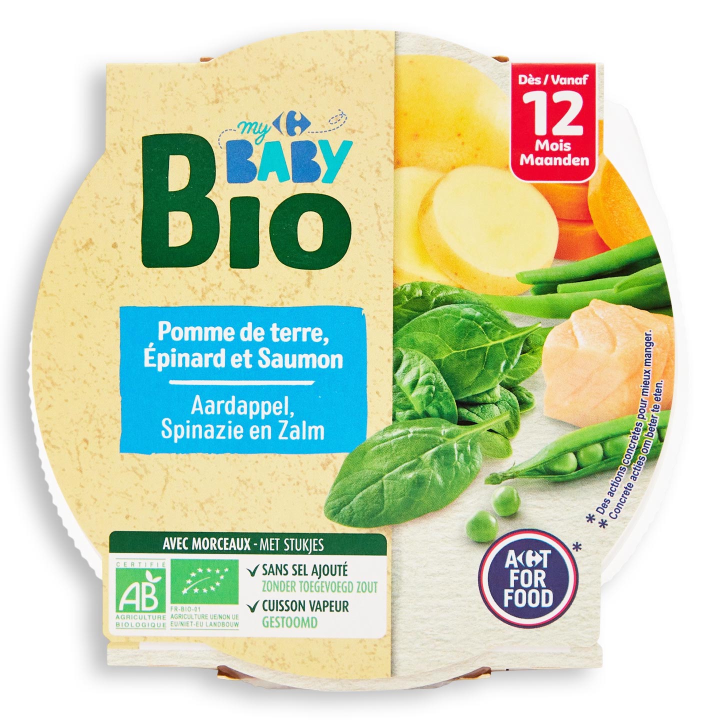 Meniu cu spanac și somon Carrefour My Baby Bio 230g