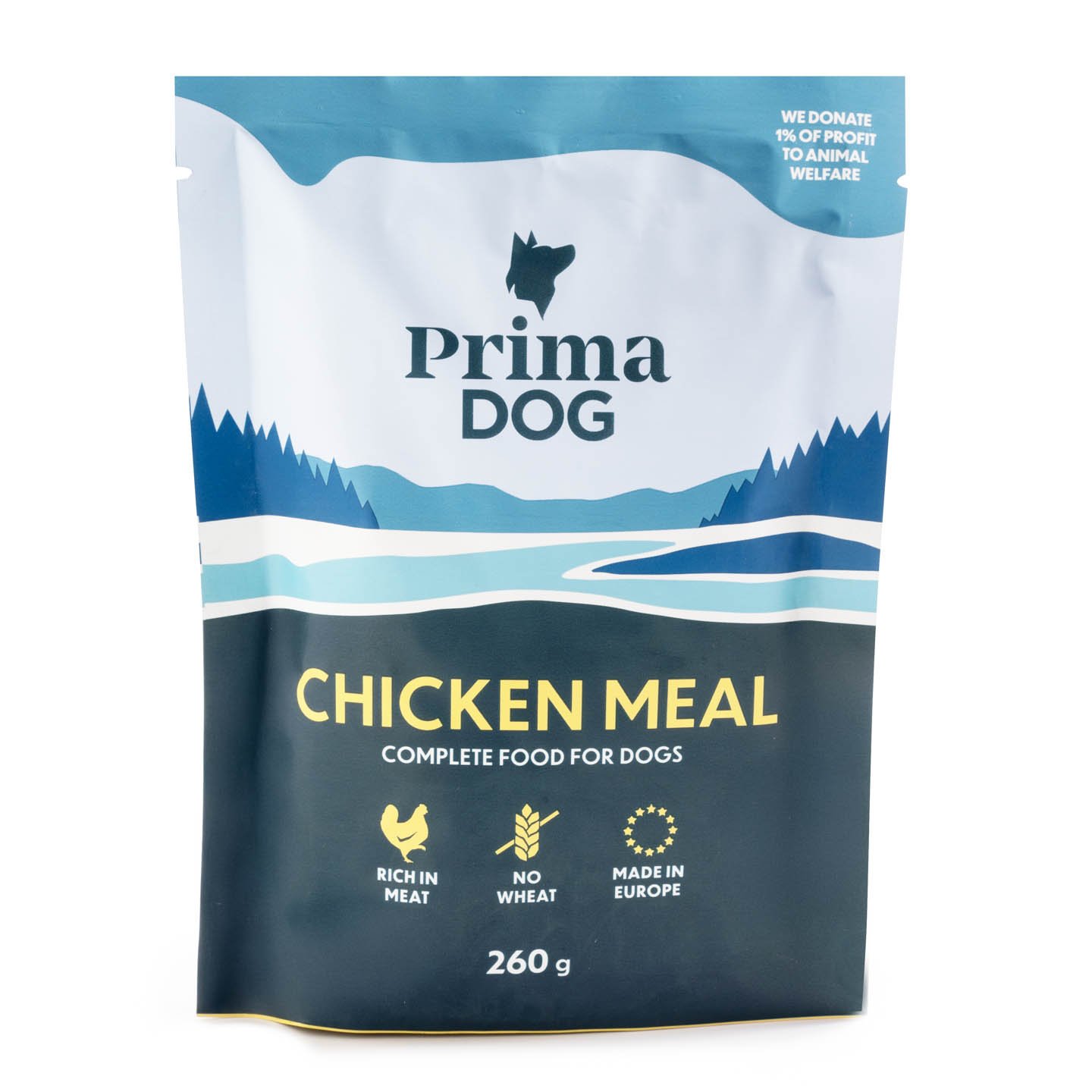 Hrană umedă pentru câini cu vânat / pui Prima Dog 260g