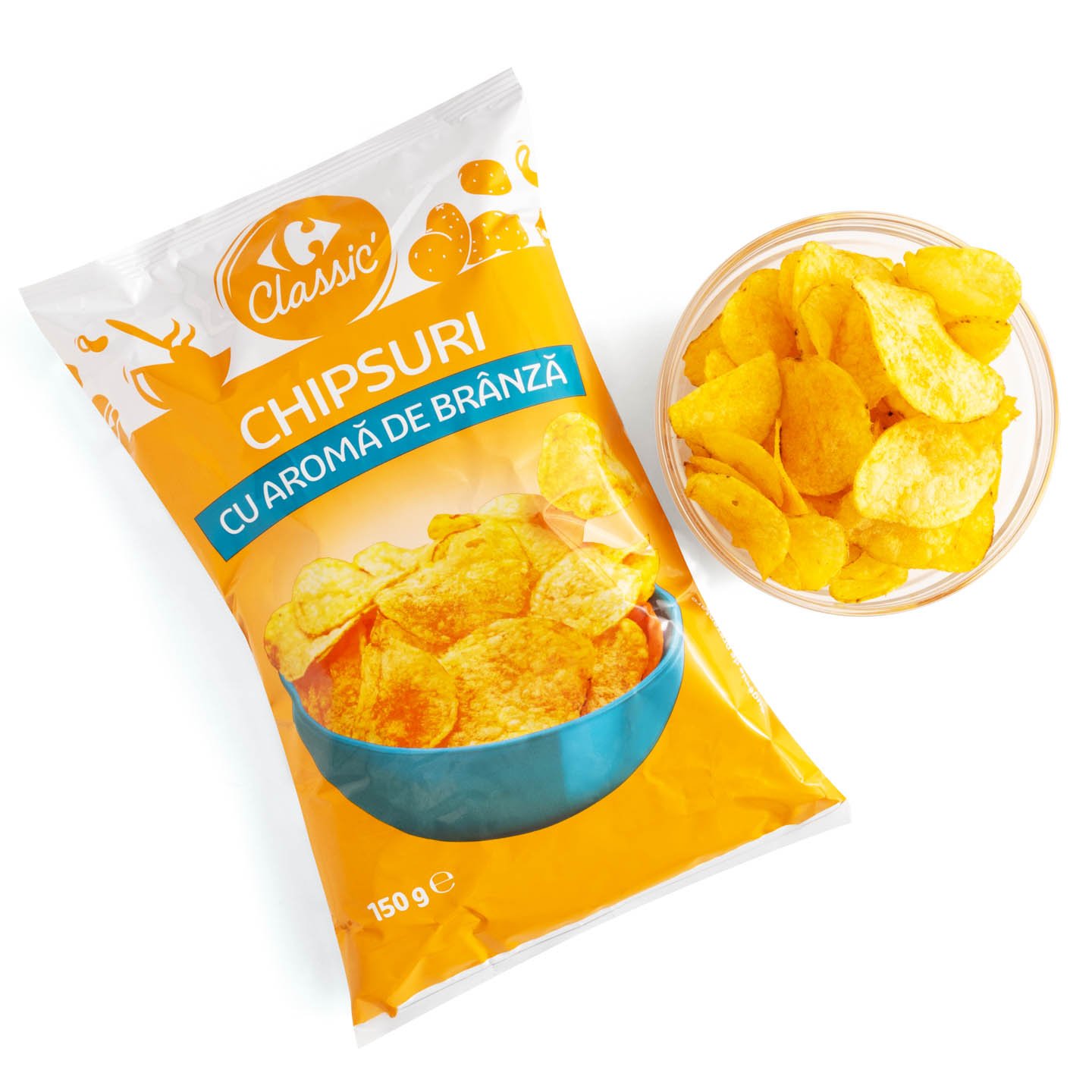 Chipsuri cu sare / brânză / smântână și mărar Carrefour Classic 150g