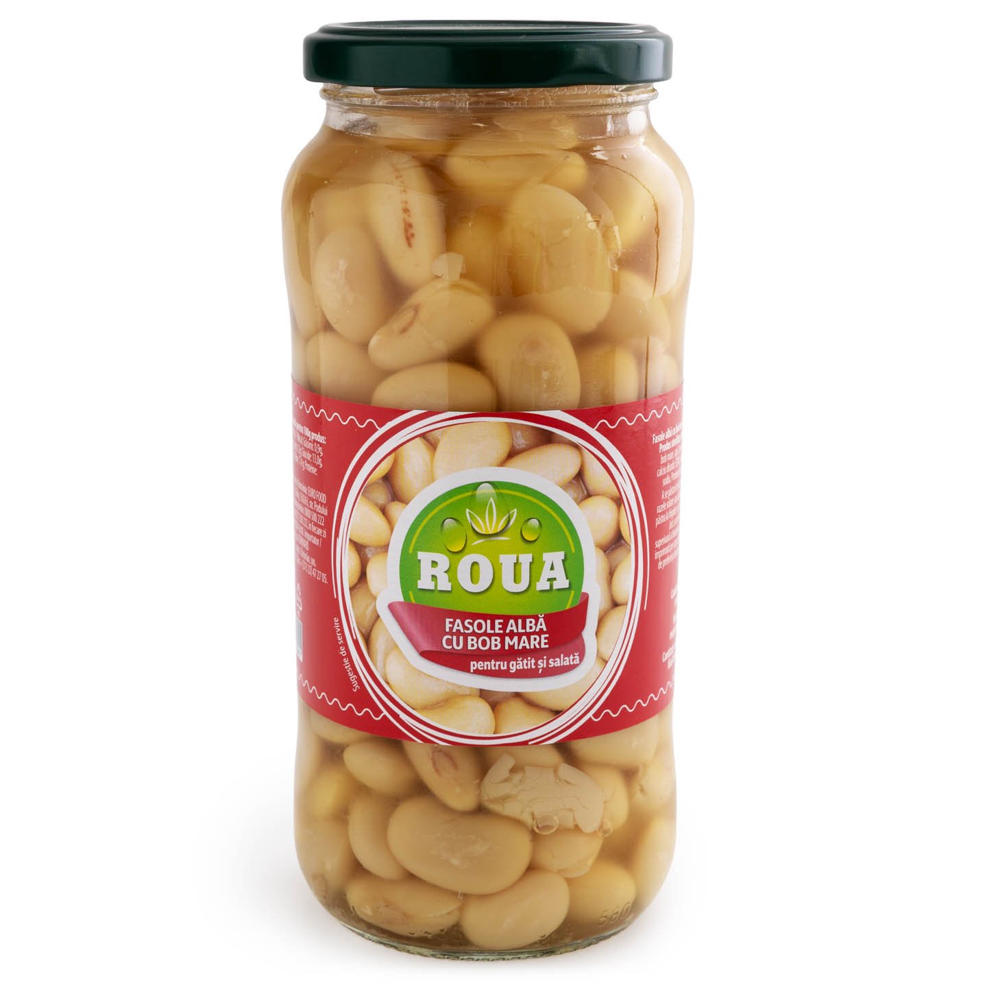Fasole alba bob mare în saramură Roua 540g 