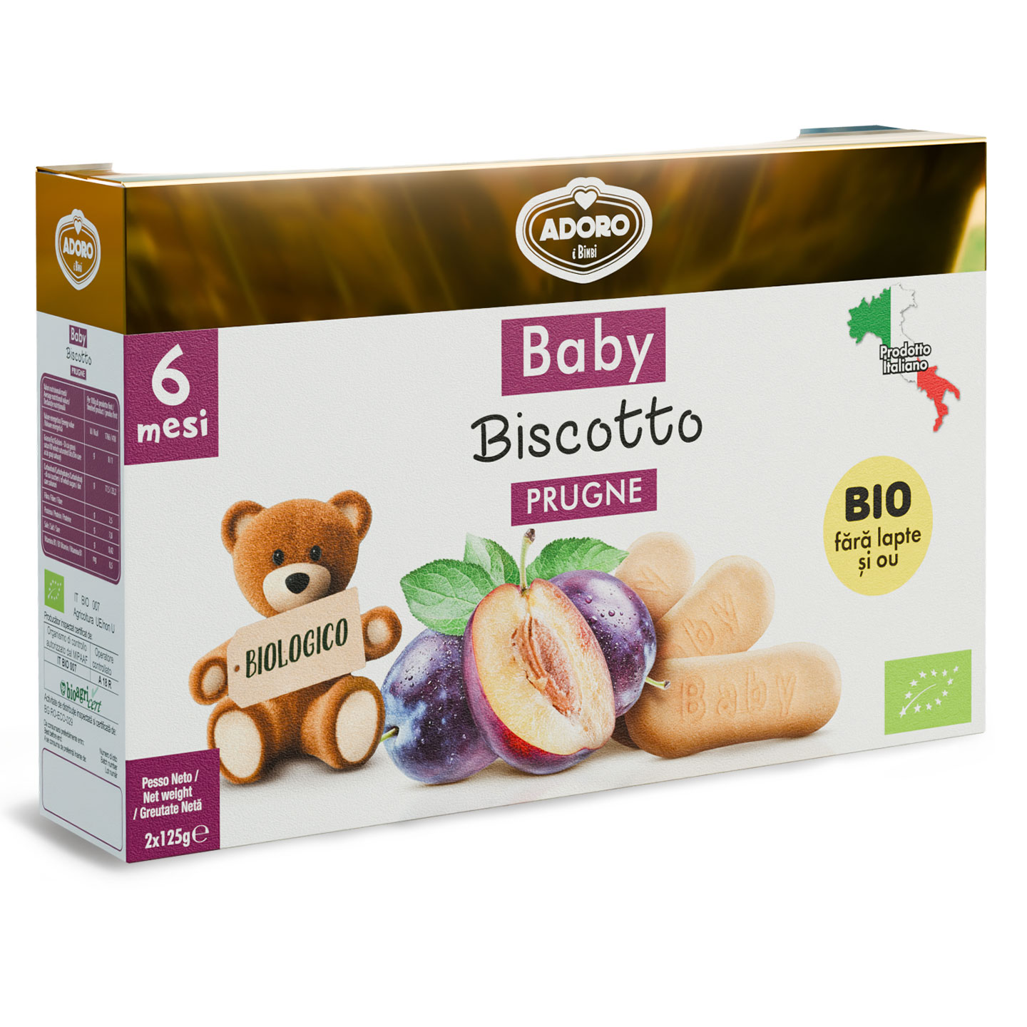 Biscuiți ecologici cu prune Adoro 250g