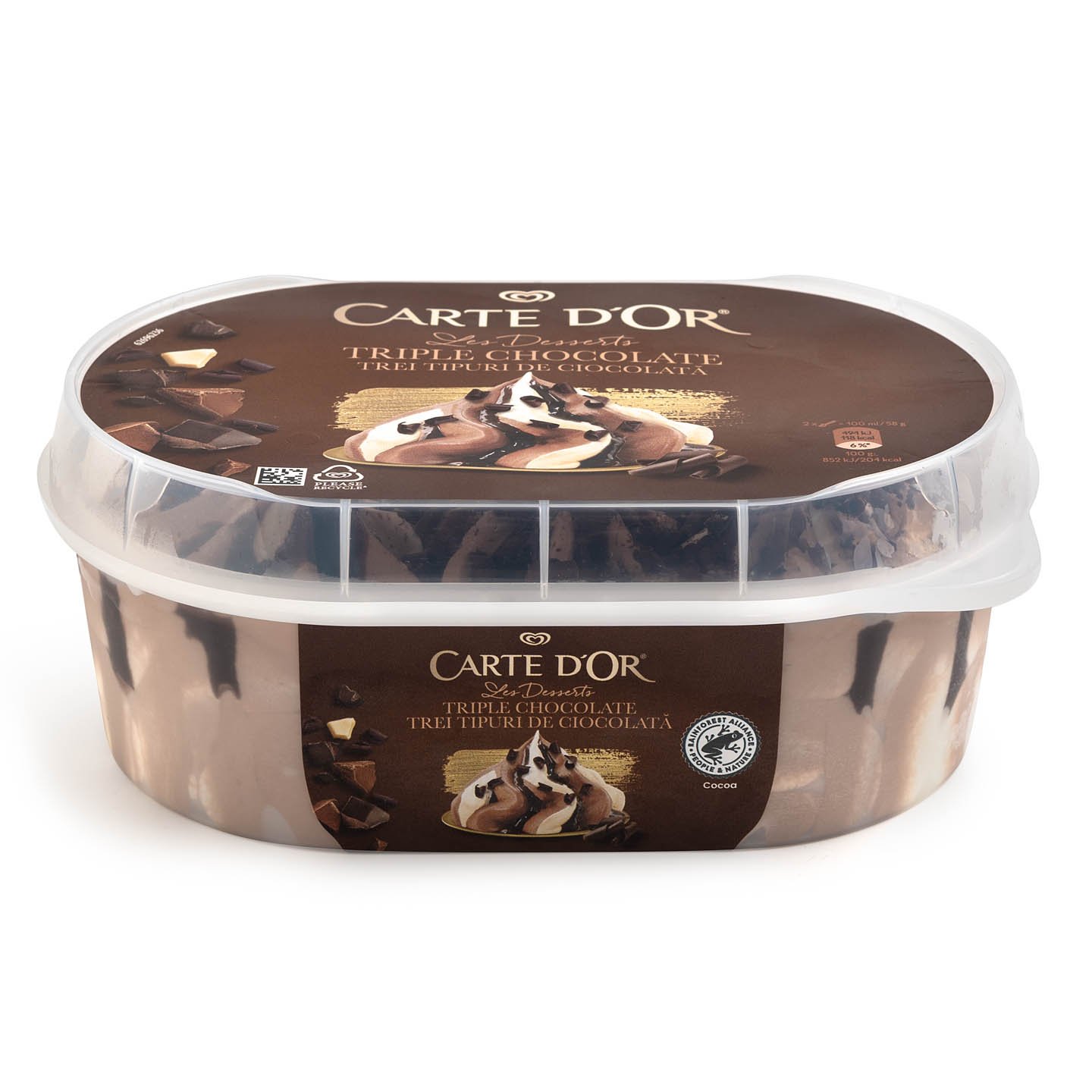 Înghețată cu lapte și ciocolată neagră Carte D'Or 825ml, diverse arome