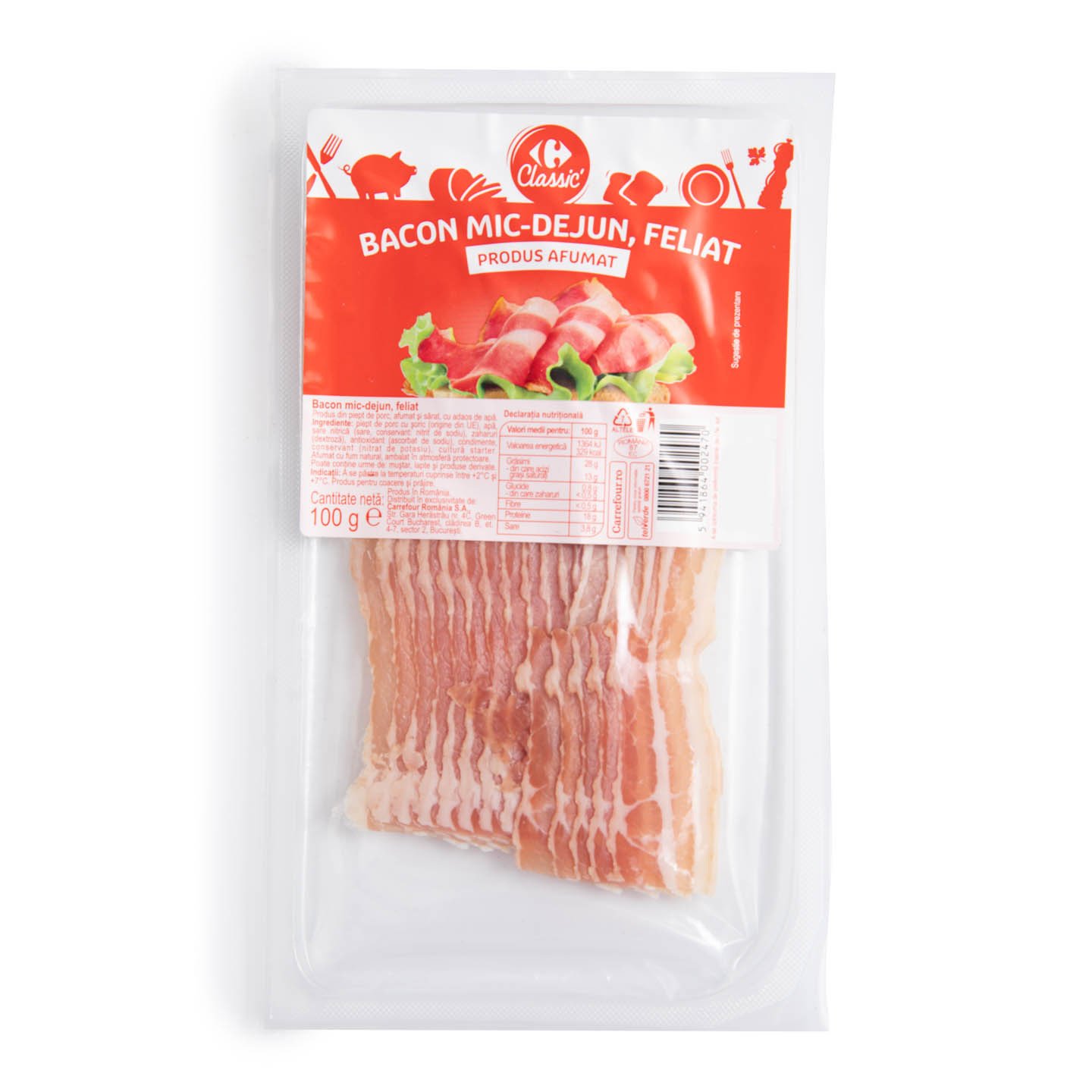 Bacon mic dejun Carrefour Classic 100g