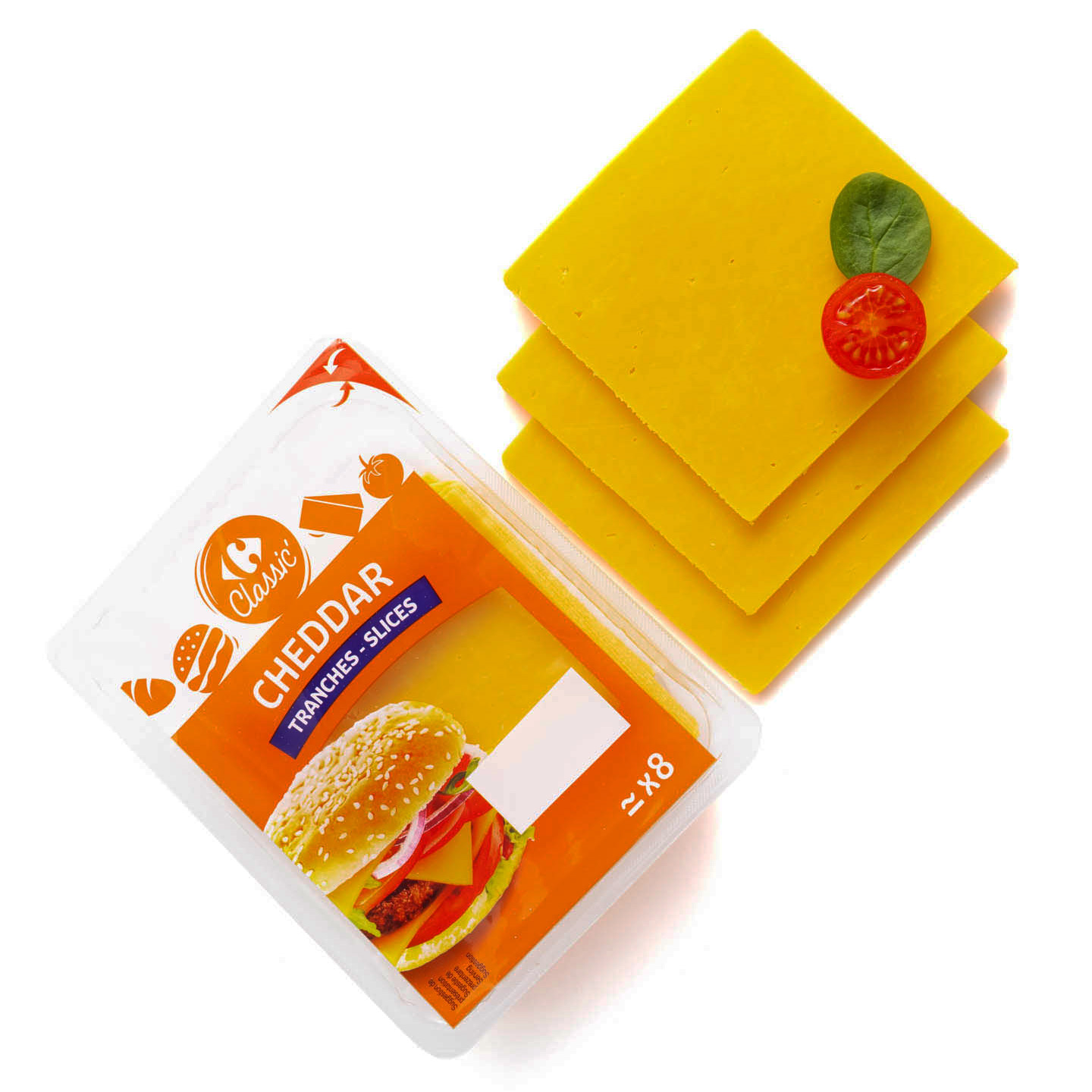 Brânză cheddar, felii Carrefour Classic 200g