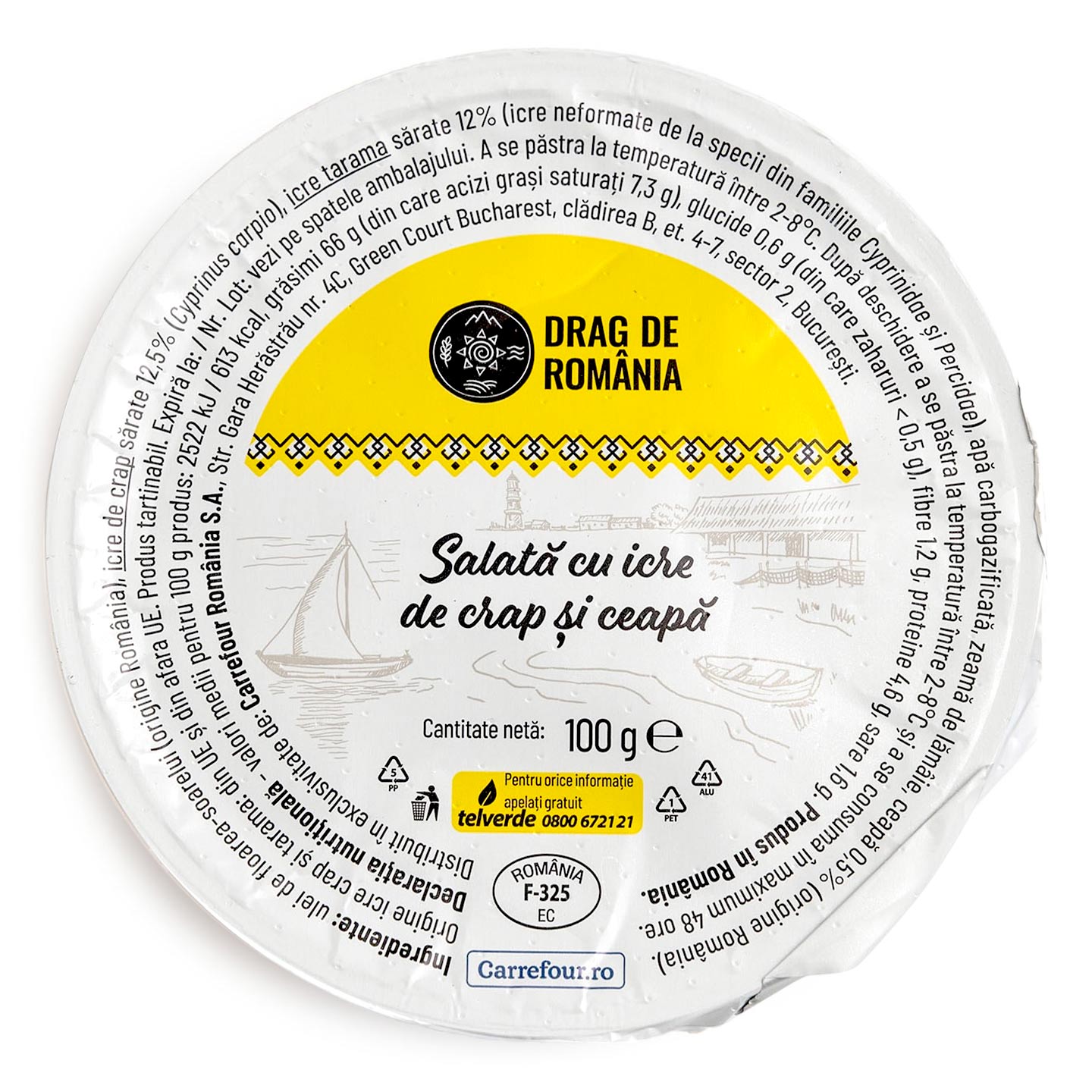 Salată cu icre de crap și ceapă  Drag de România 100g