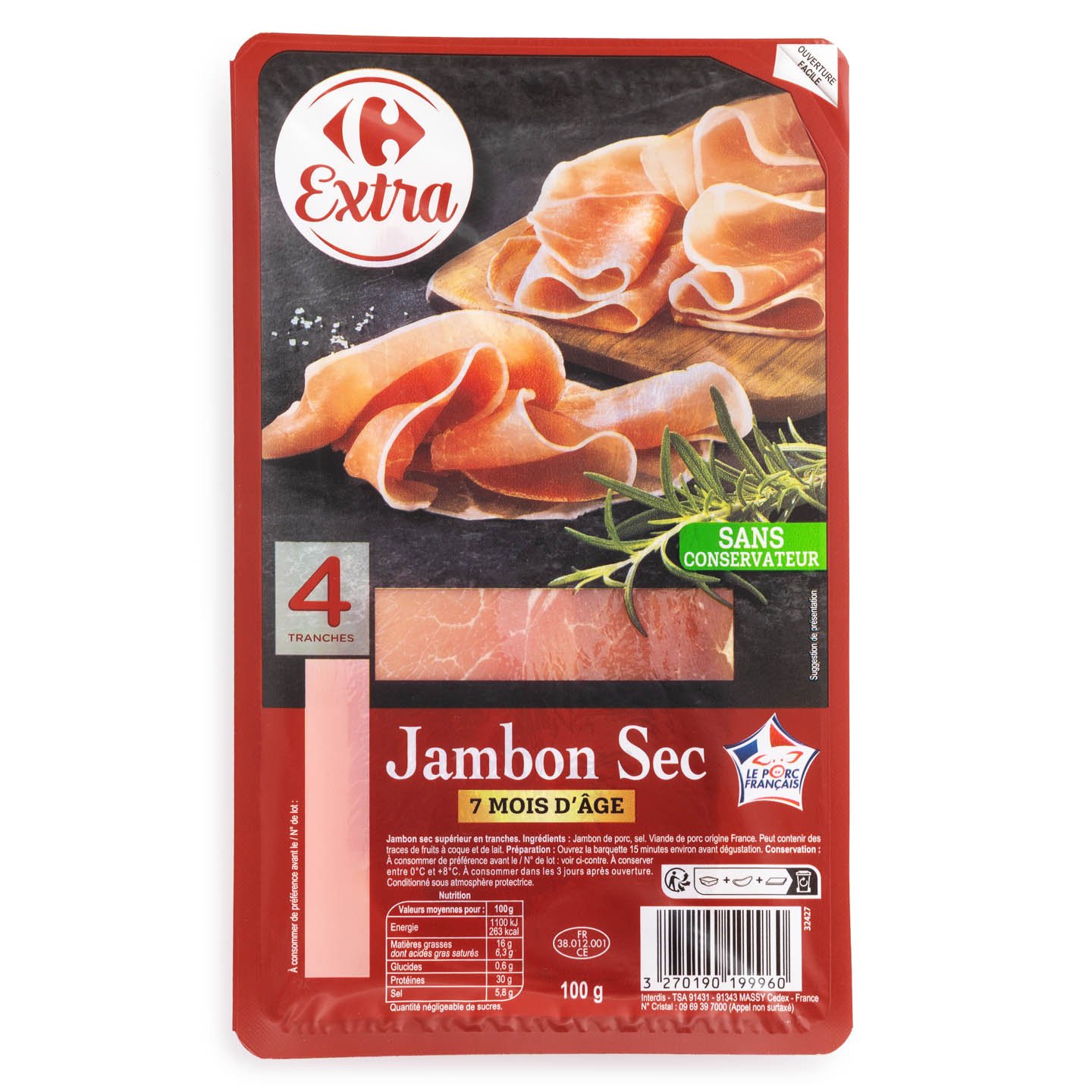 Jambon uscat Carrefour Extra 100g