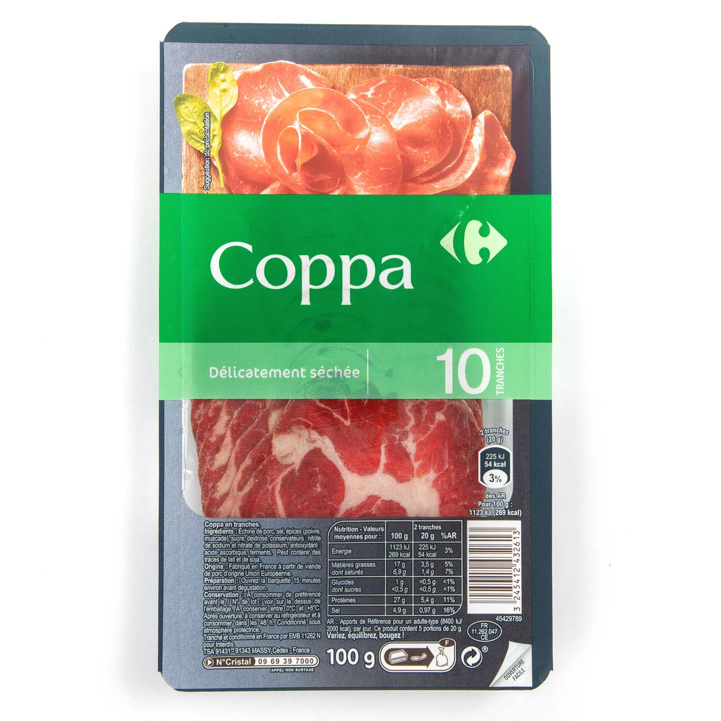 Șuncă Coppa, felii Carrefour 100g