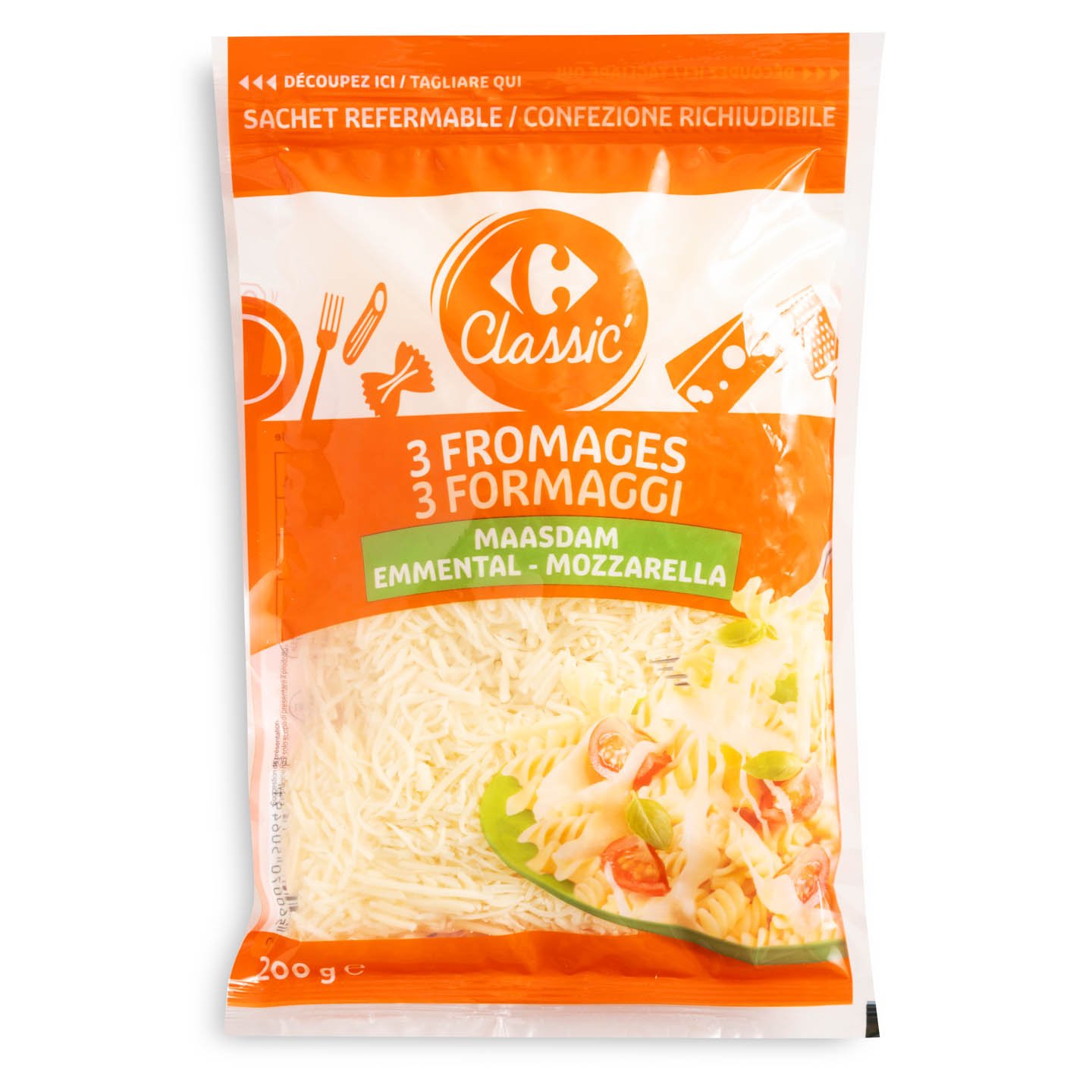 Amestec de brânză rasă Carrefour Classic 200g