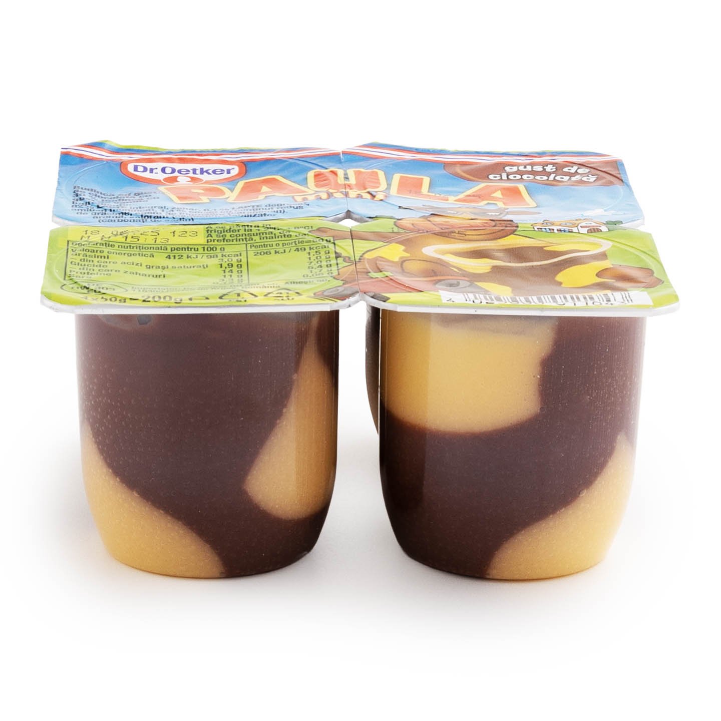 Budincă mini cu vanilie/ciocolată Paula 4 x 50 g