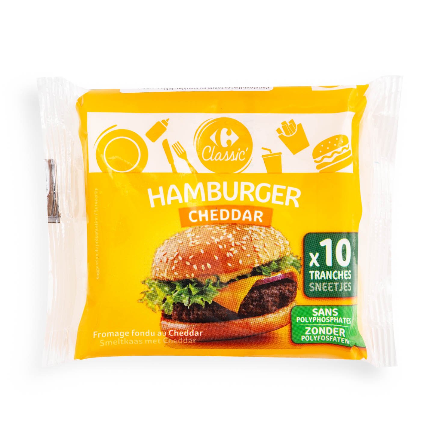 Brânză topită felii cu cedar Carrefour x 10 felii, 200g 