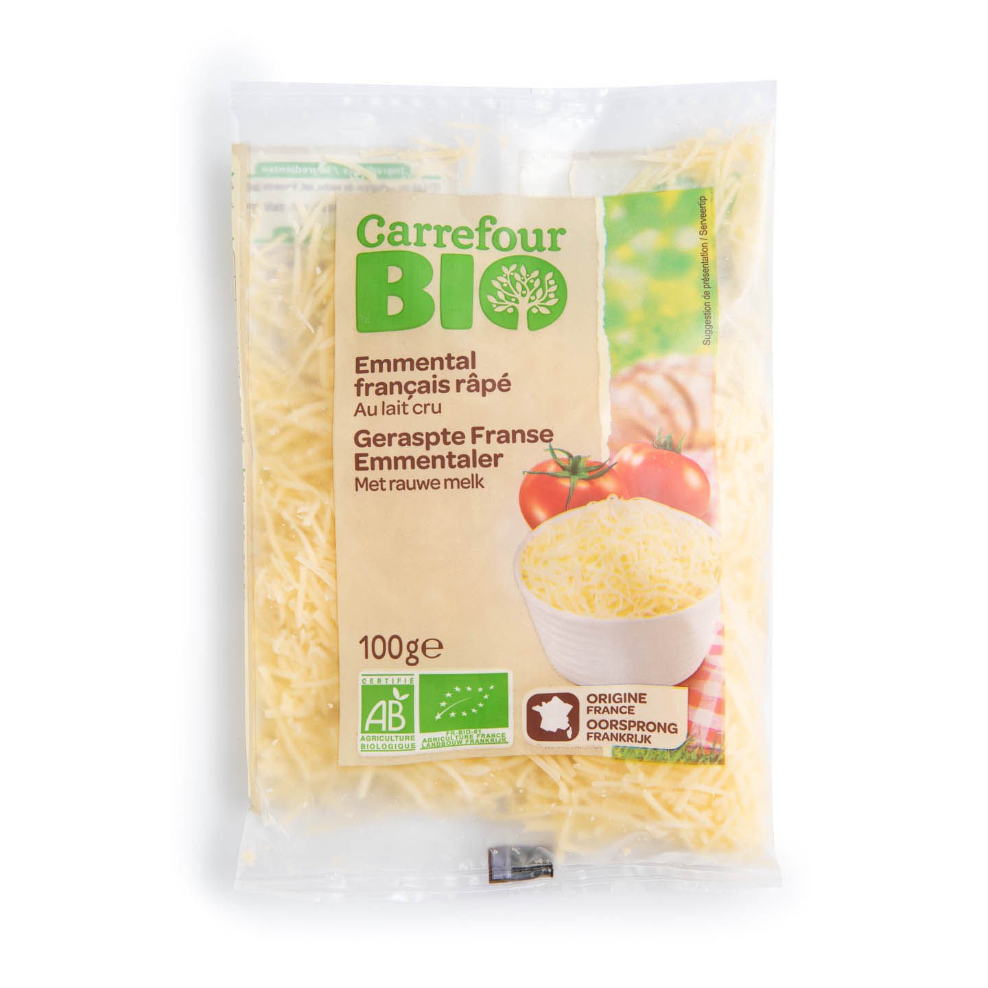 Emmental ras Carrefour Bio 100g