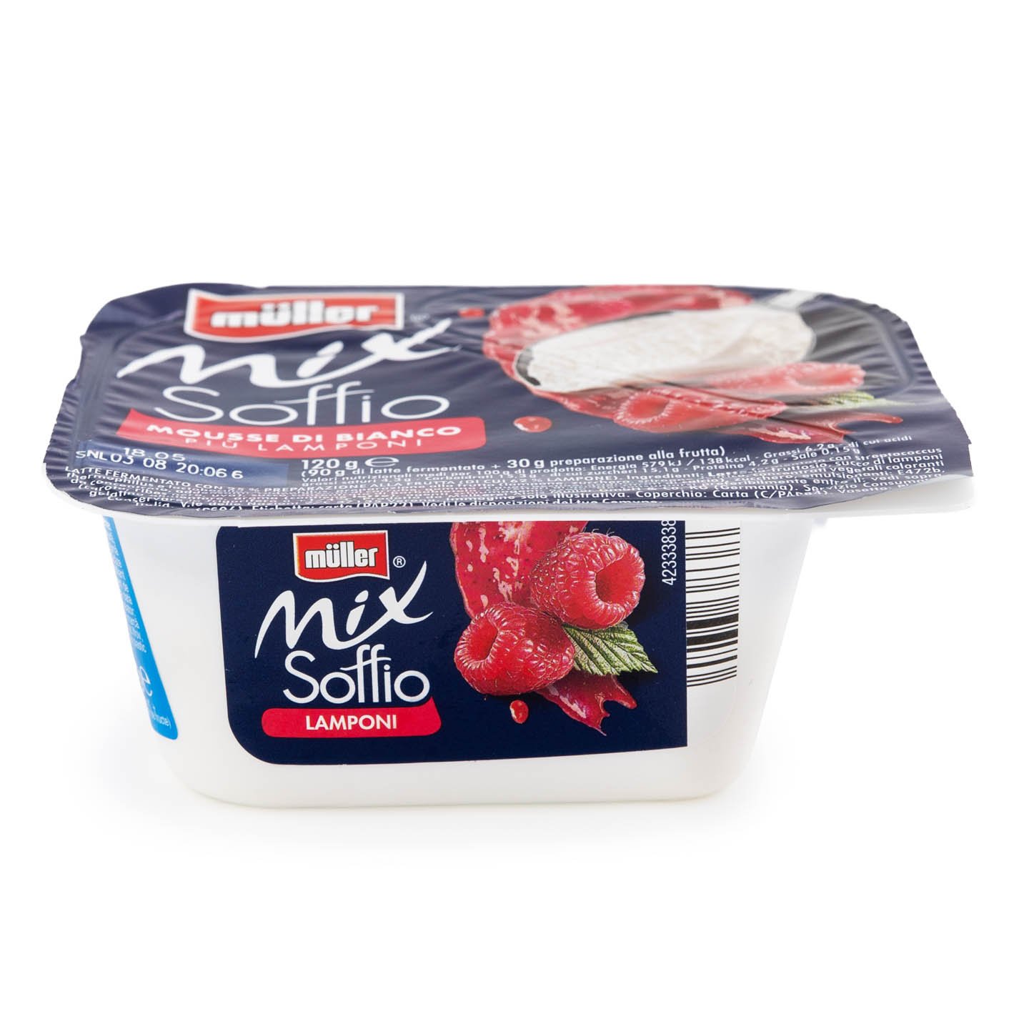 Iaurt cu zmeură Soffio Müller 120g, diverse arome