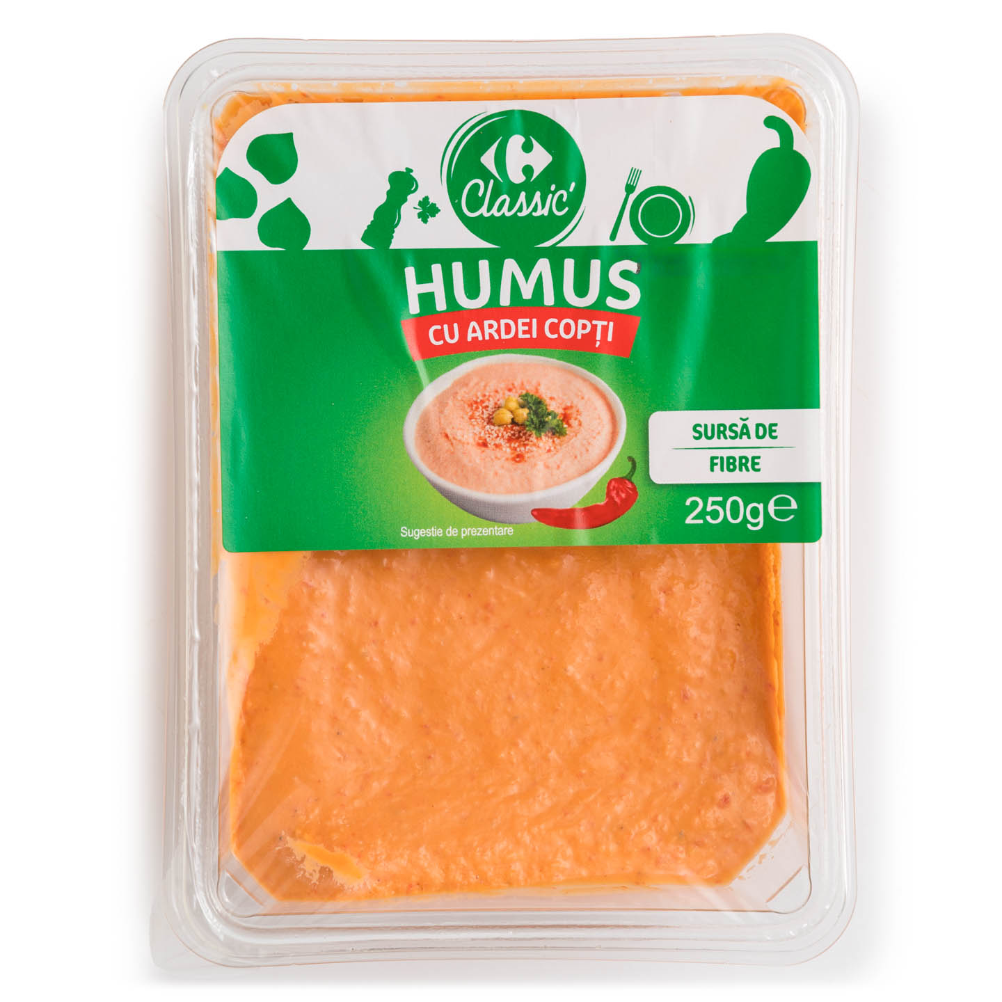 Humus cu ardei copți Carrefour Classic 250g