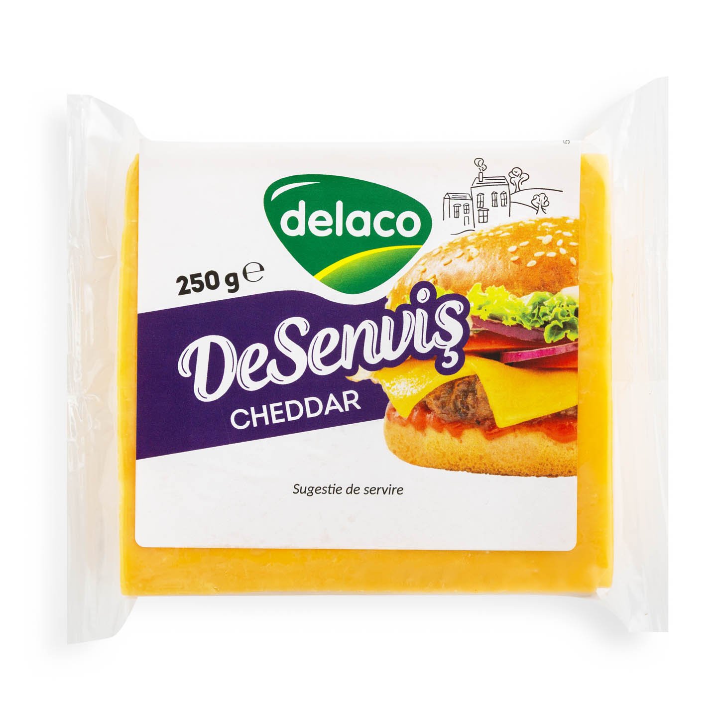 Brânză ceddar DeSenviș Delaco 250g