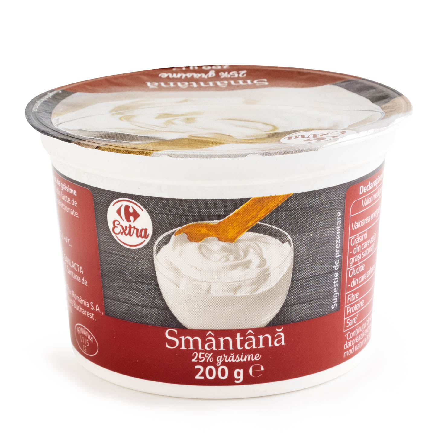 Smântână 25% grăsime Carrefour Extra 200g