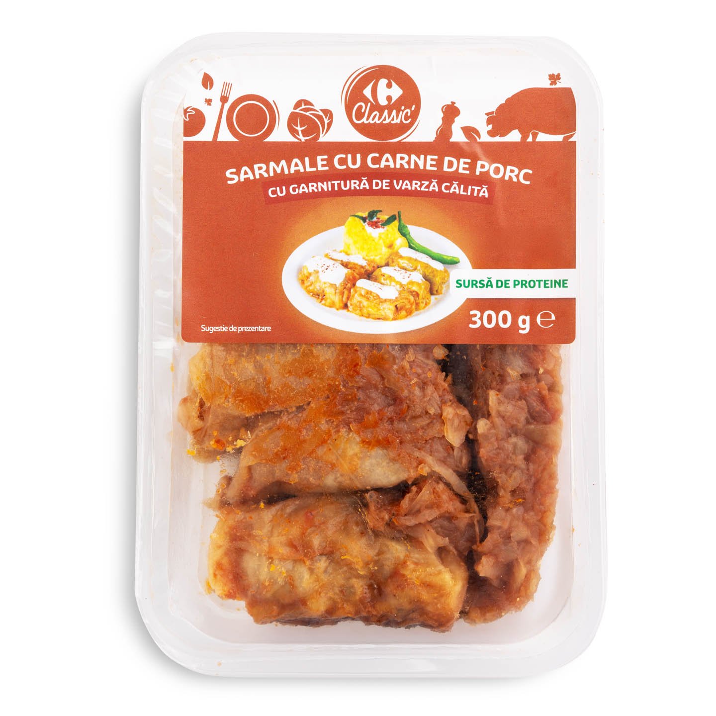 Sarmale cu carne de porc Carrefour Classic 300g