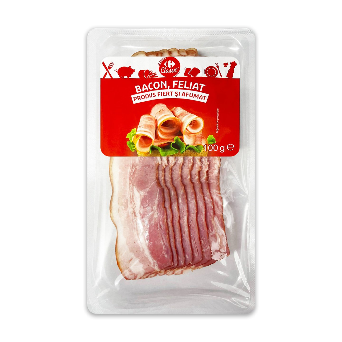 Bacon mic-dejun feliat, afumat Carrefour Classic 100g