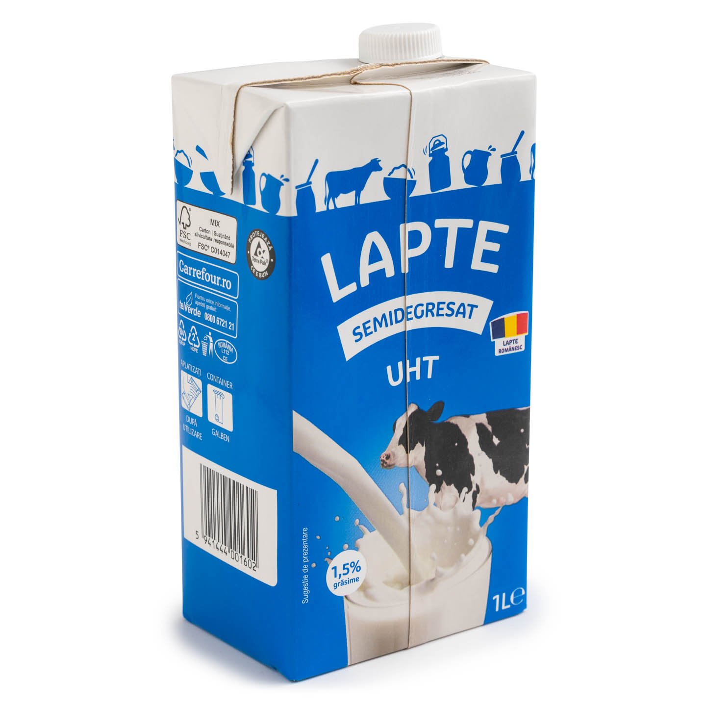 Lapte UHT 1.5% grăsime Carrefour Classic 1L