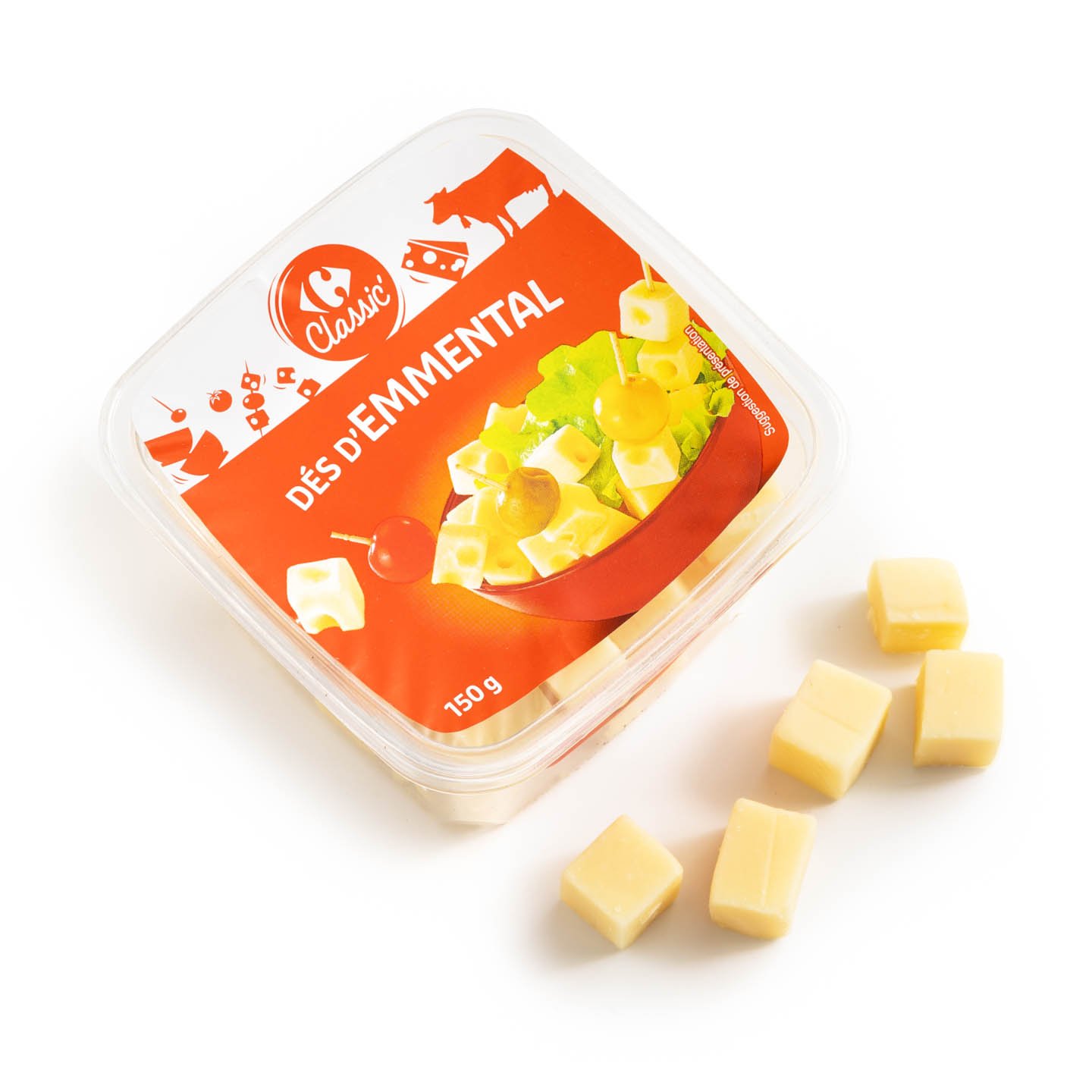Emmental cuburi Carrefour Classic 150g