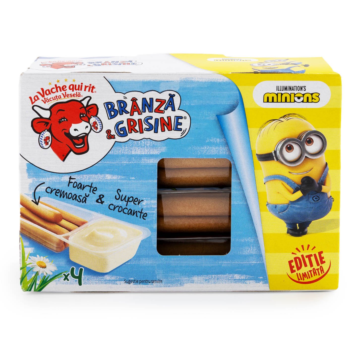 Brânză topită cu grisine, natur Văcuța Veselă 140g