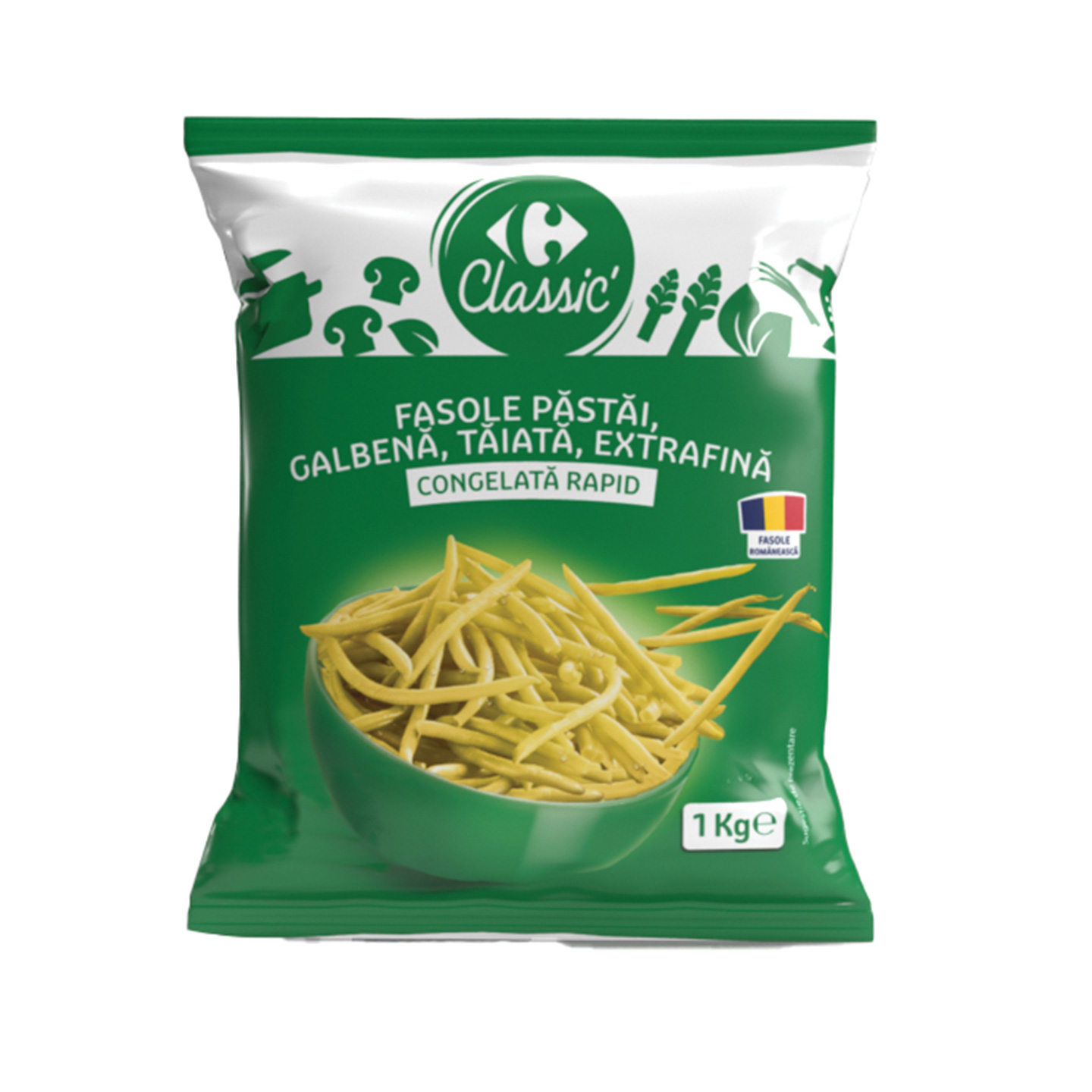 Fasole galbenă păstăi, tăiată Carrefour Classic 1kg