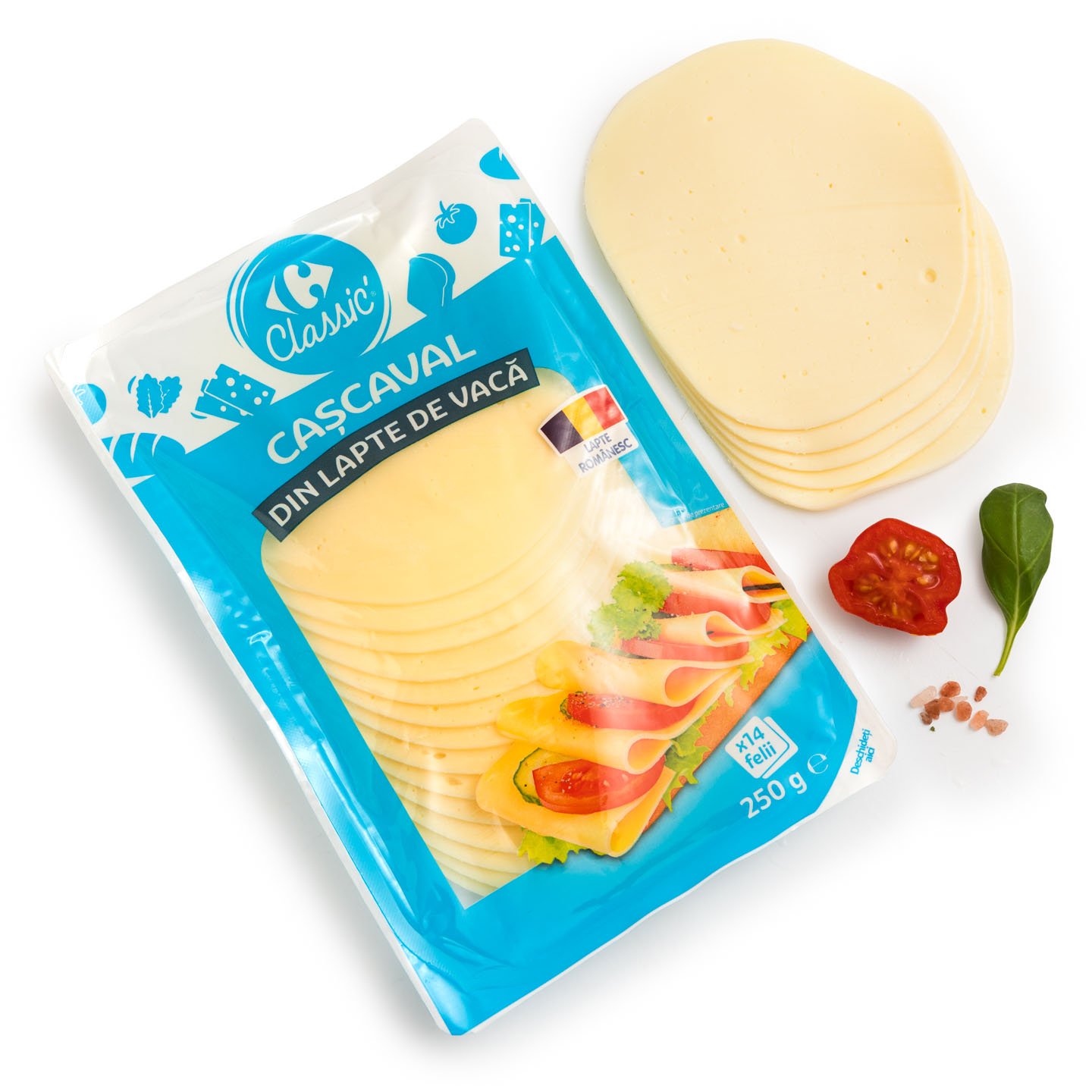 Cașcaval din lapte de vacă, feliat Carrefour Classic 250g