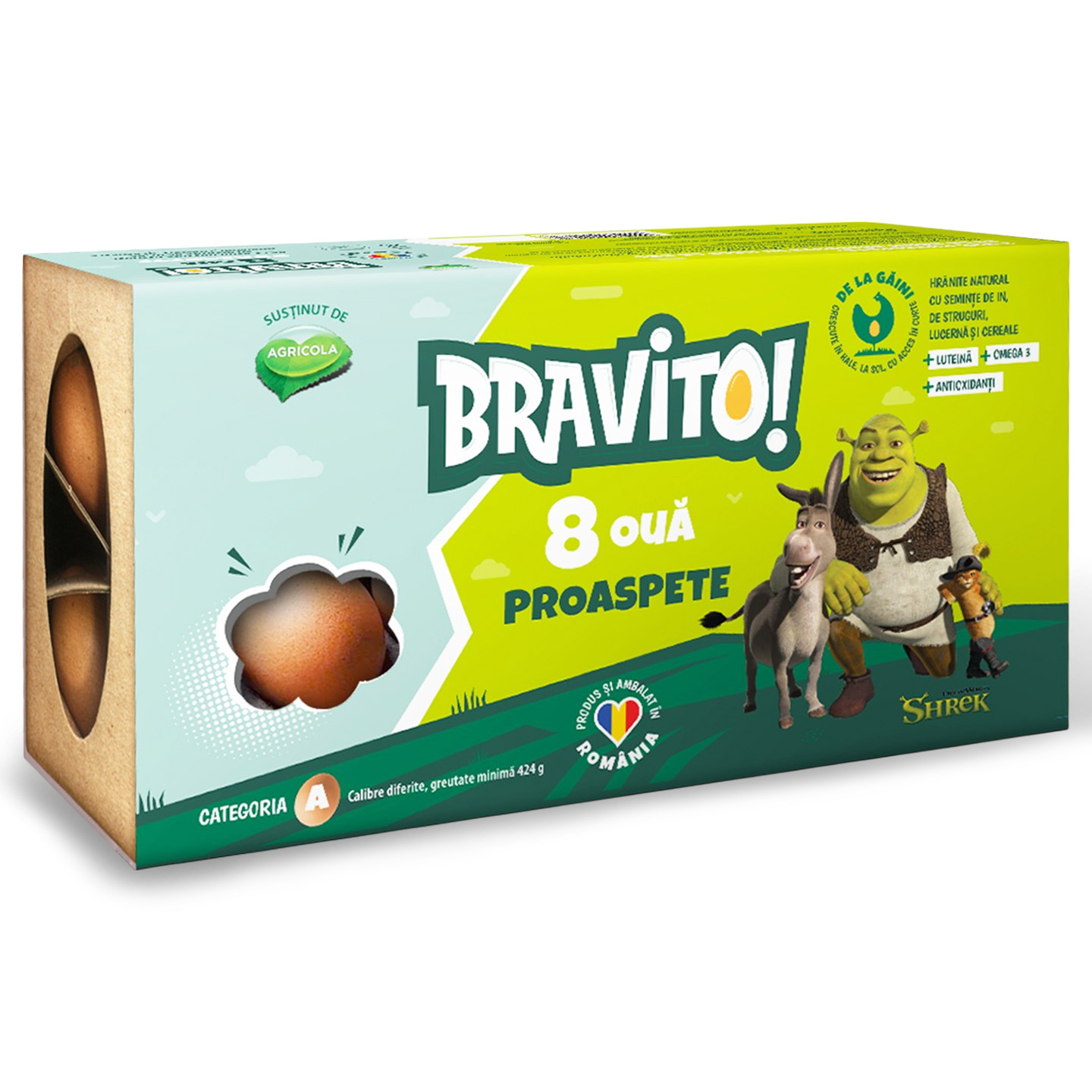Ouă de la găini crescute în hale la sol, cu acces în aer liber Bravito 8buc., per caserolă